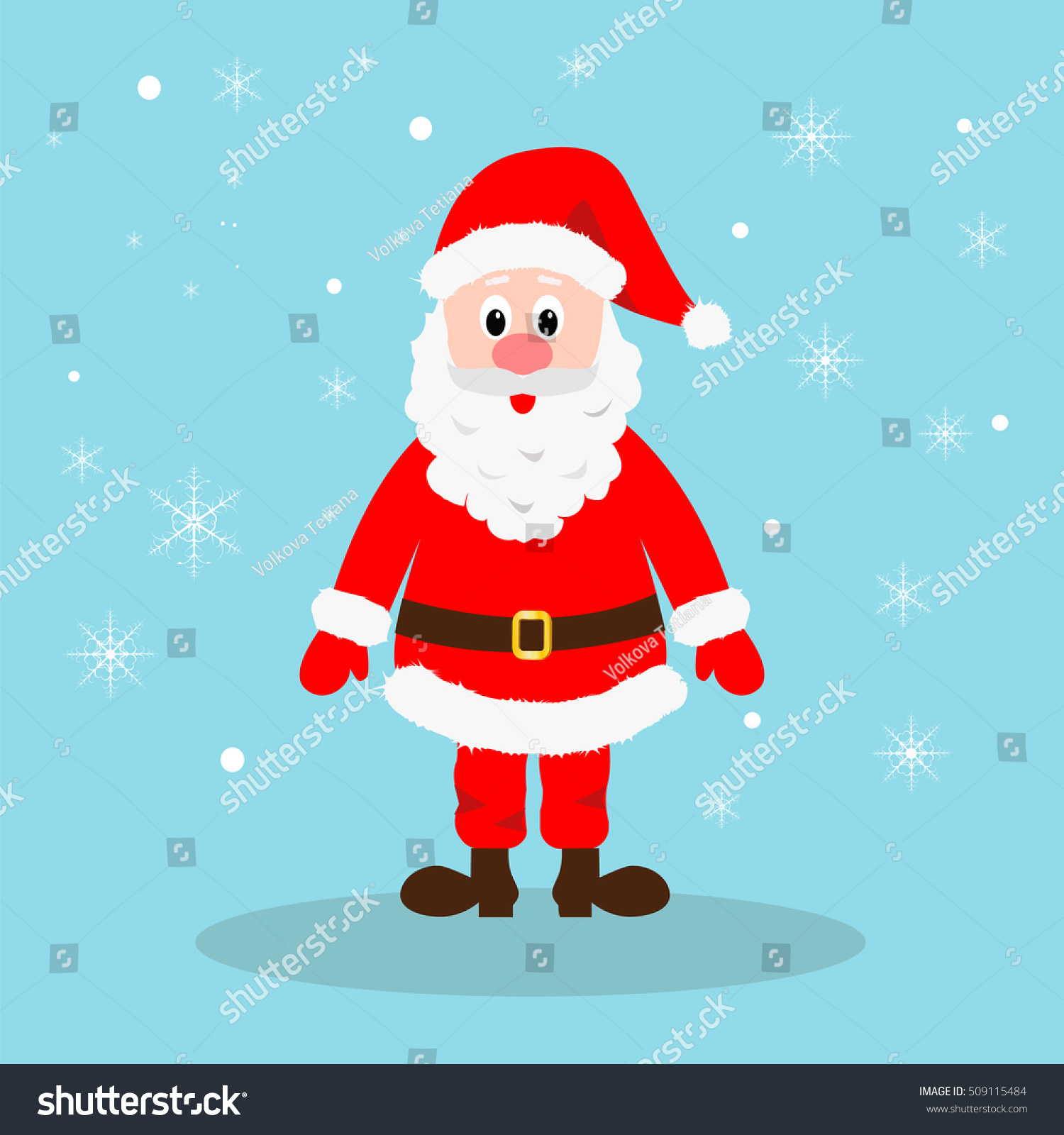 Seamless background Christmas cartoon Santa Claus and snowflakes