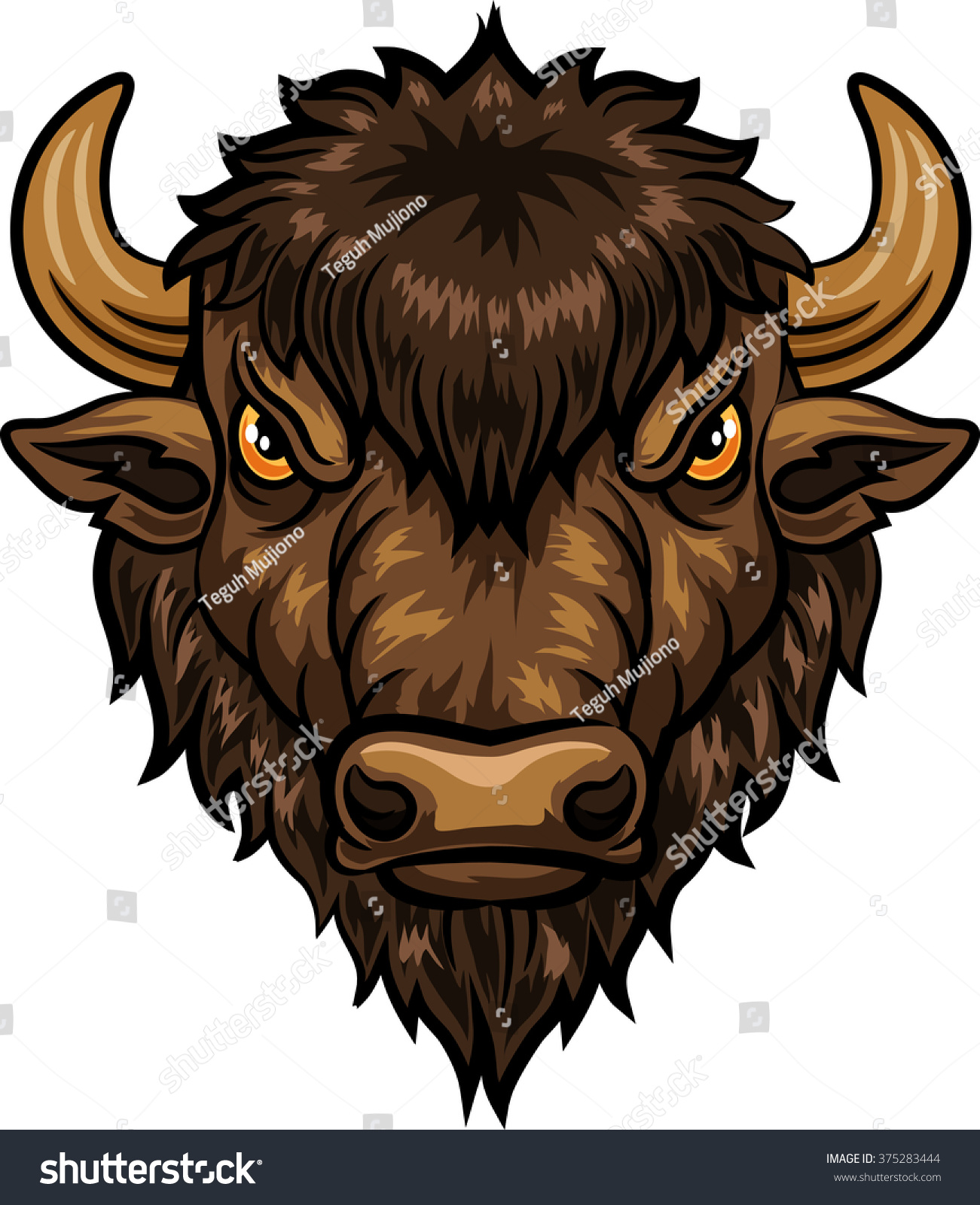 Illustration Of Head Bison Mascot - 375283444 : Shutterstock