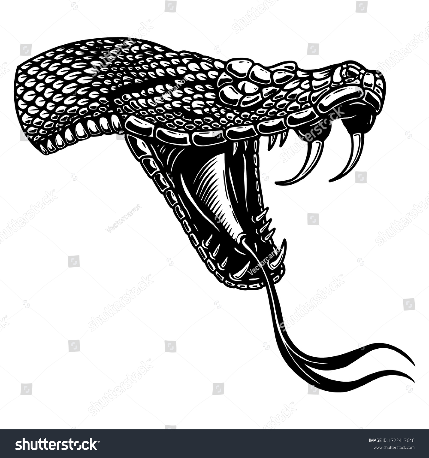 Illustration Head Poisonous Snake Engraving Style Stock Vector (royalty 