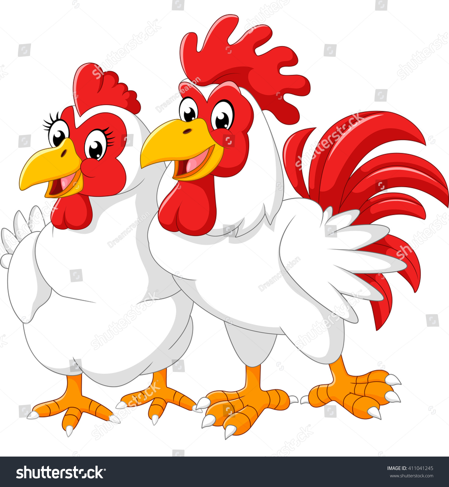 Illustration Of Hen And Rooster - 411041245 : Shutterstock