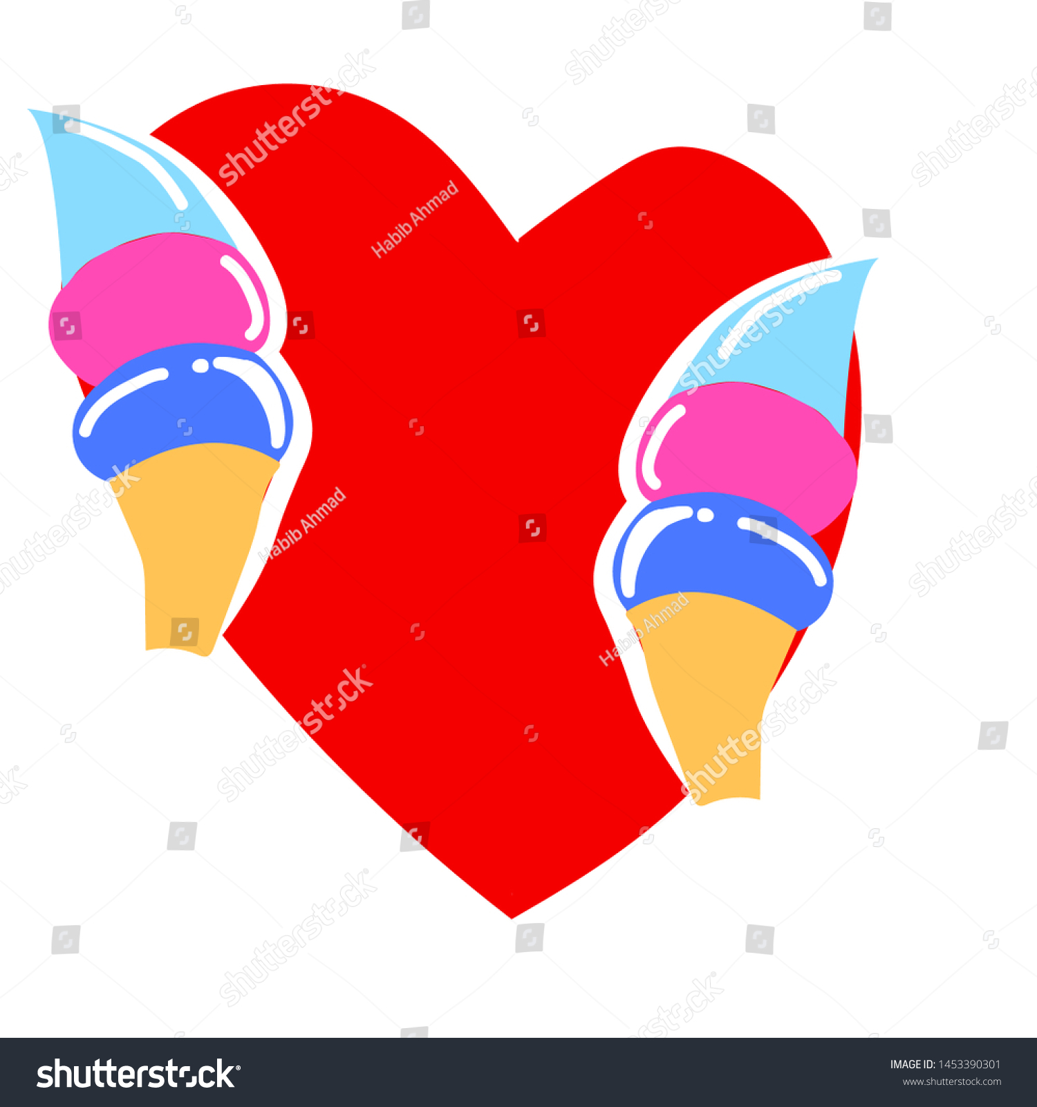 Illustration Ice Cream Love Middle Stock Vector Royalty Free 1453390301 4516