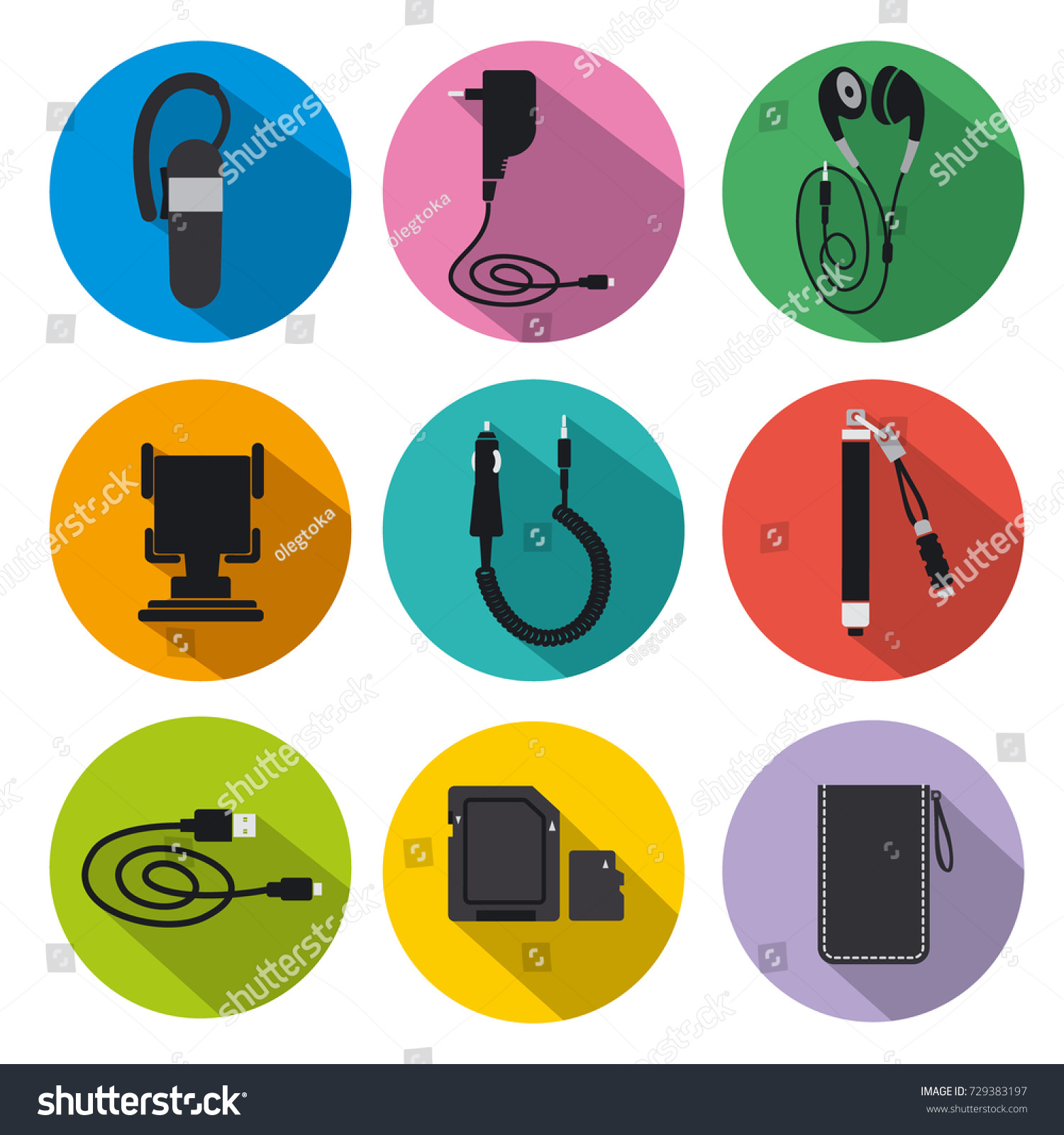 Illustration Icon Set Mobile Accessories Phone Stock Vector (Royalty