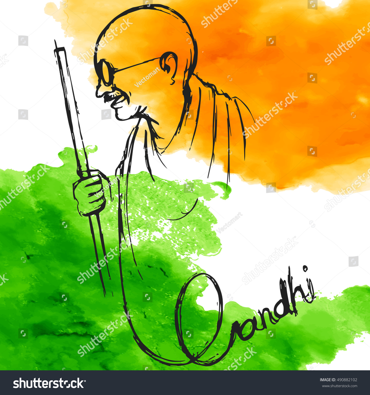 Illustration India Background 2nd October Gandhi Stock Vector Royalty Free