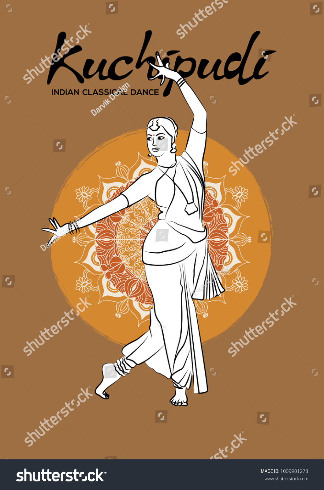 Illustration Indian Kuchipudi Dance Culture Traditions Stock Vector ...