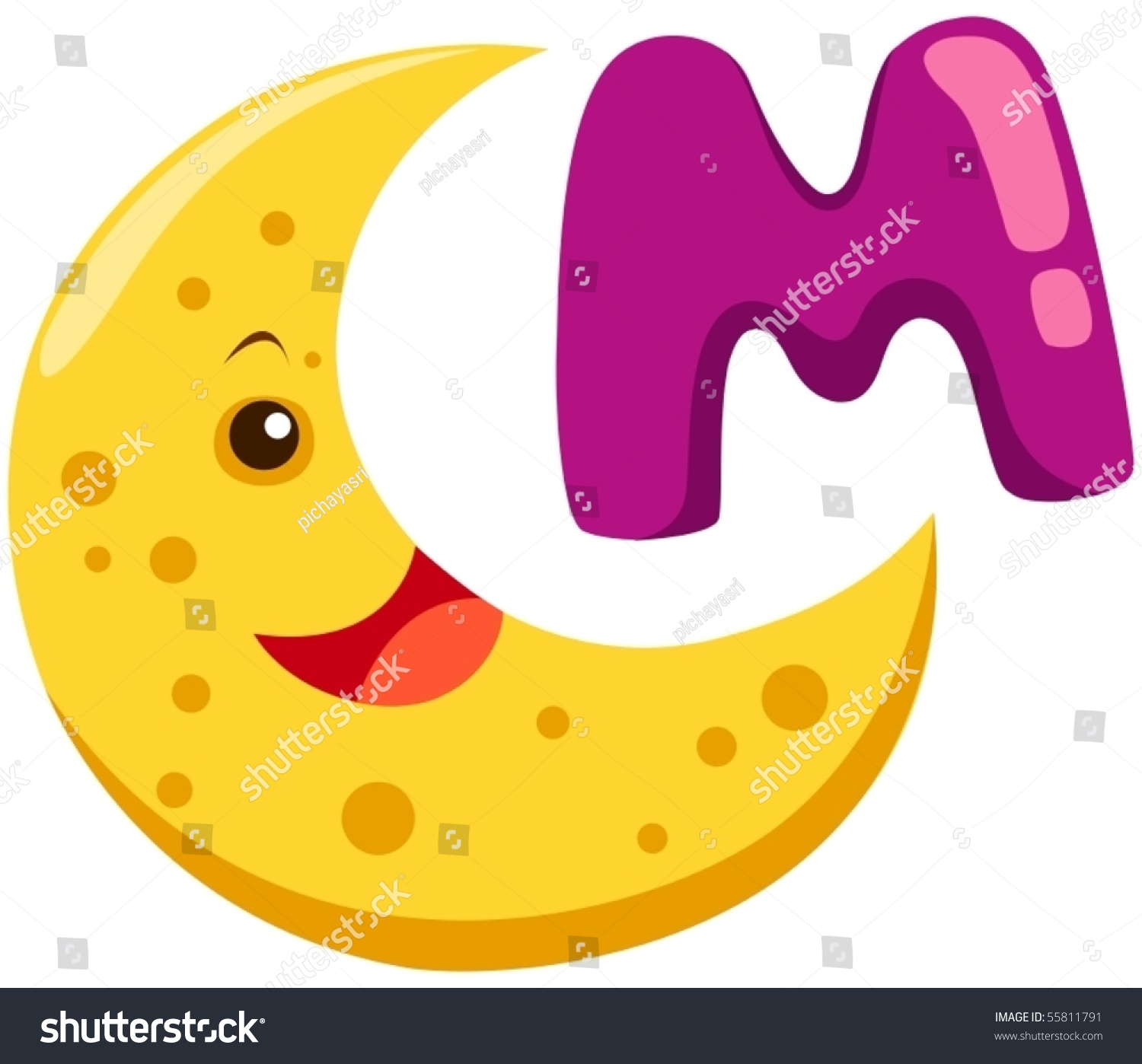 Illustration Isolated Alphabet M Moon On Stock Vector 55811791 ...