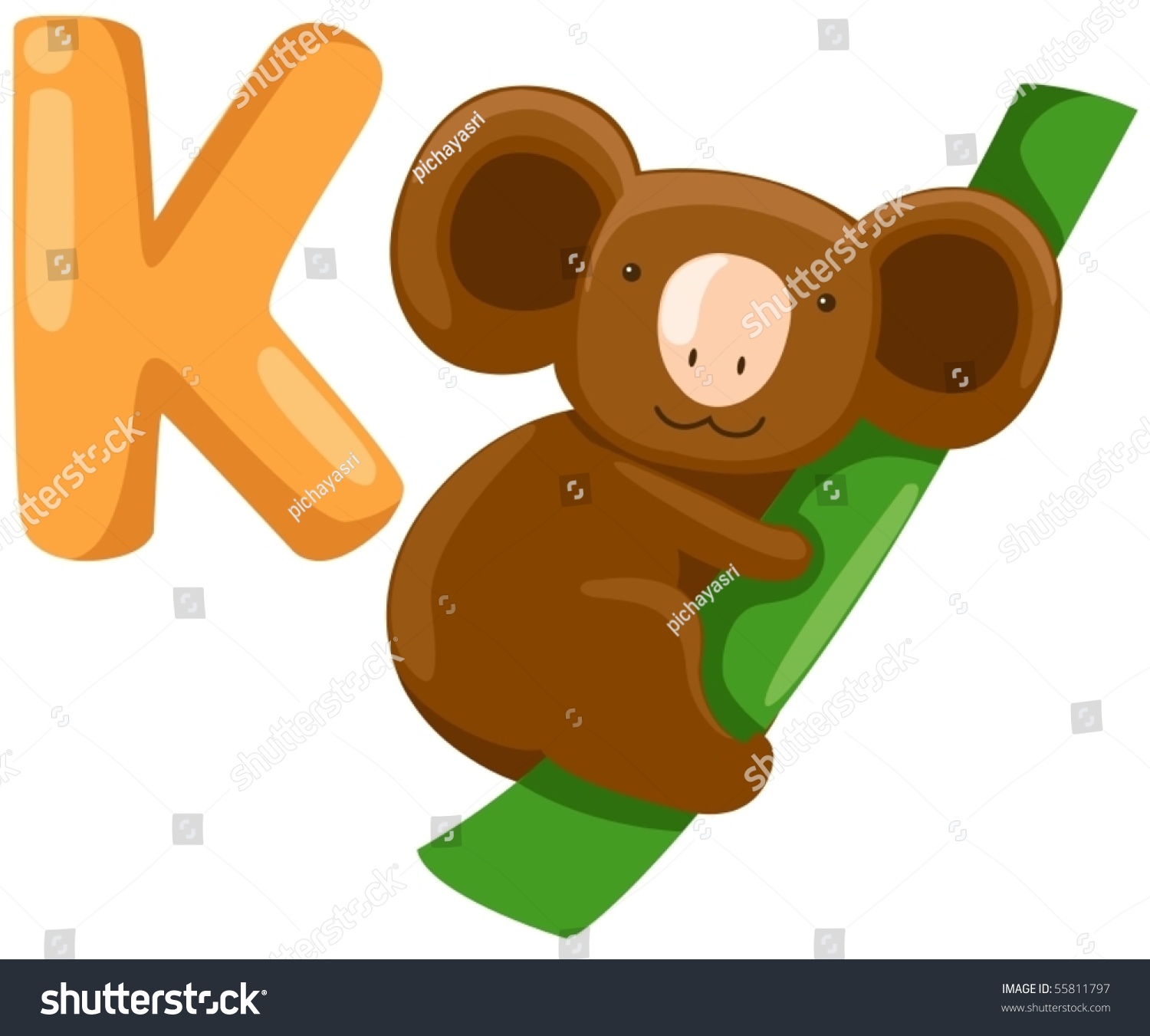 Illustration Isolated Animal Alphabet K Koala Stock Vector (Royalty ...