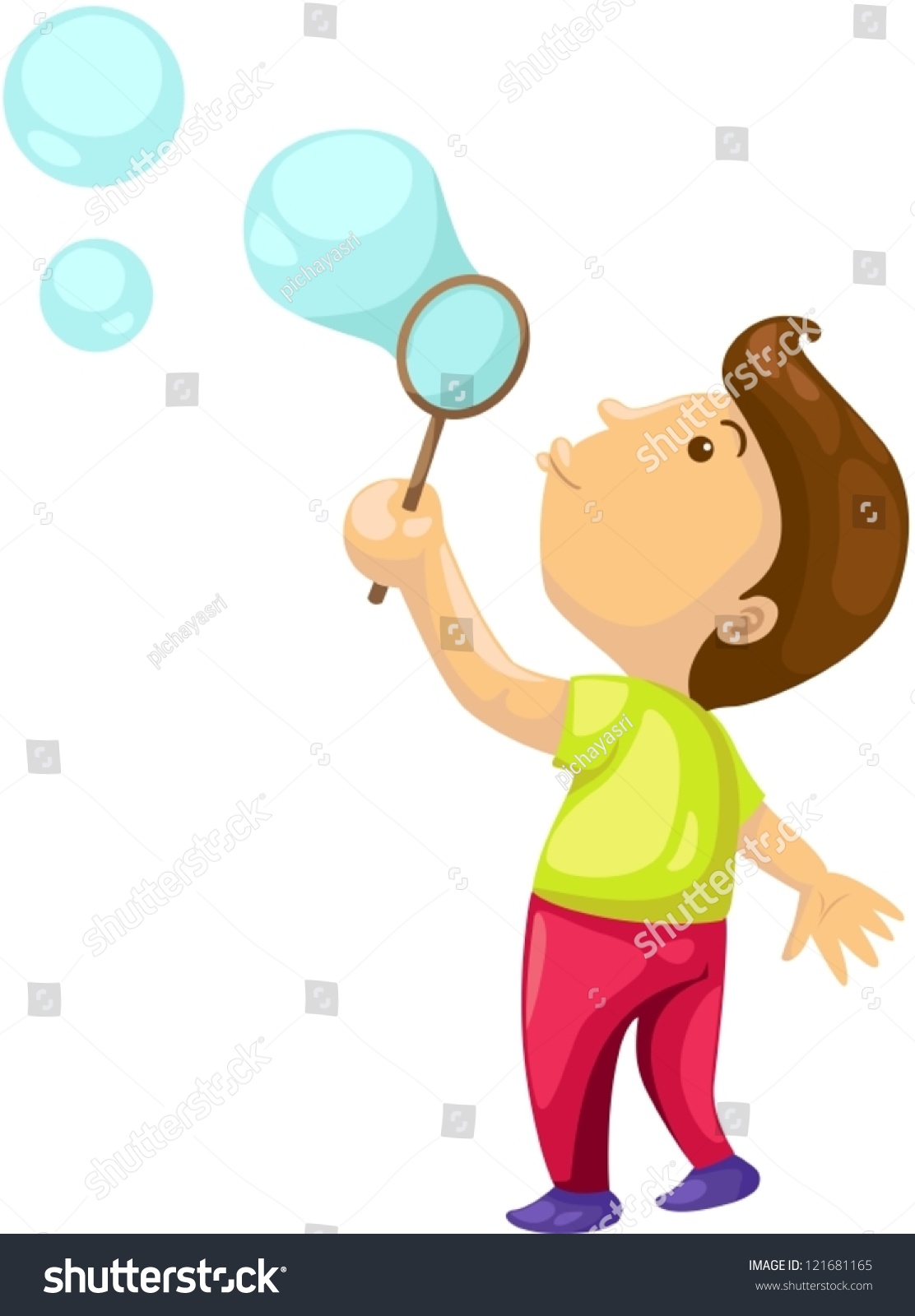 Illustration Isolated Boy Blowing Bubbles On Stock Vector 121681165 ...