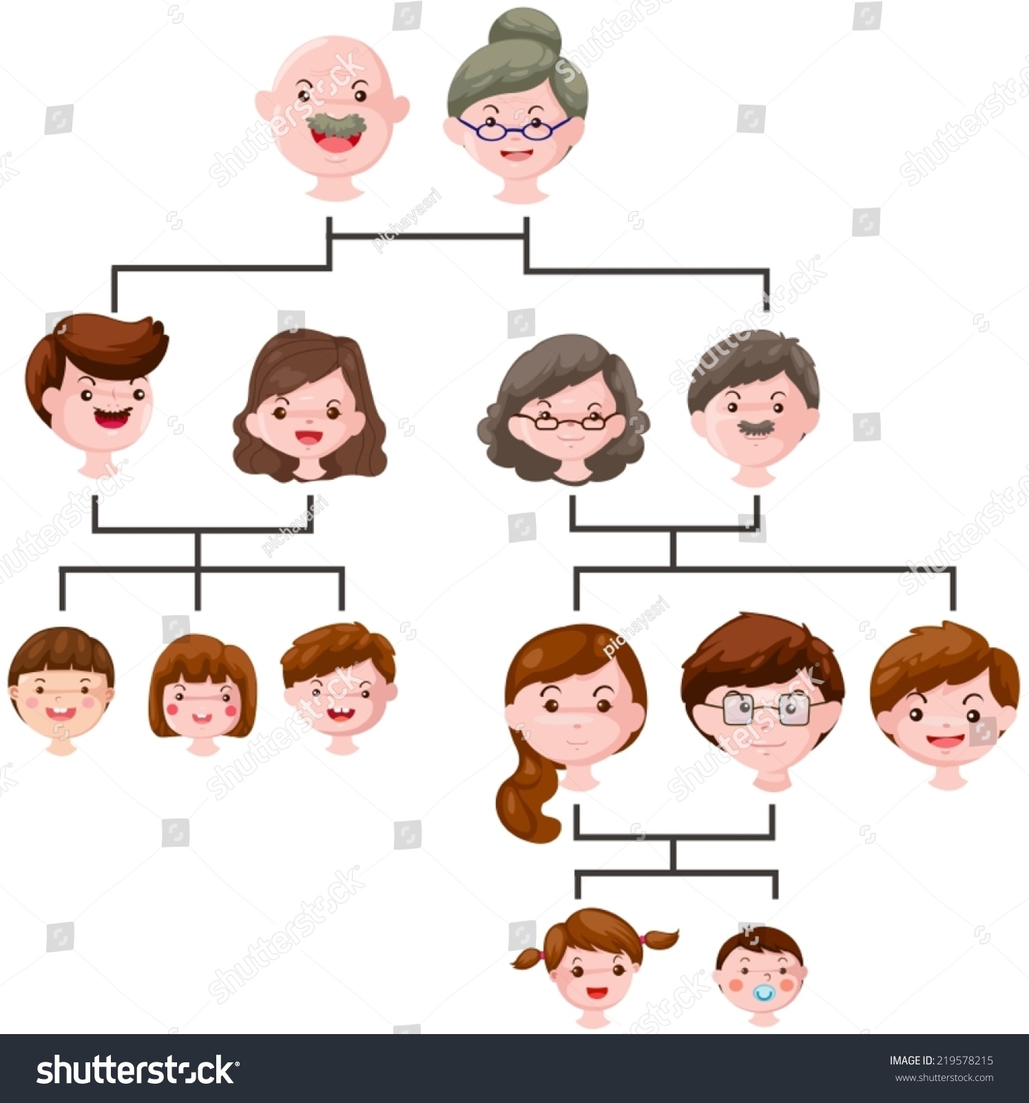 Illustration Isolated Cartoon Family Tree On Stock Vector 219578215 ...