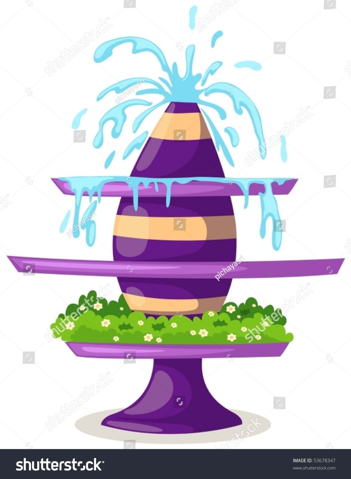 Illustration Isolated Cartoon Fountain On White Stock Vector (Royalty