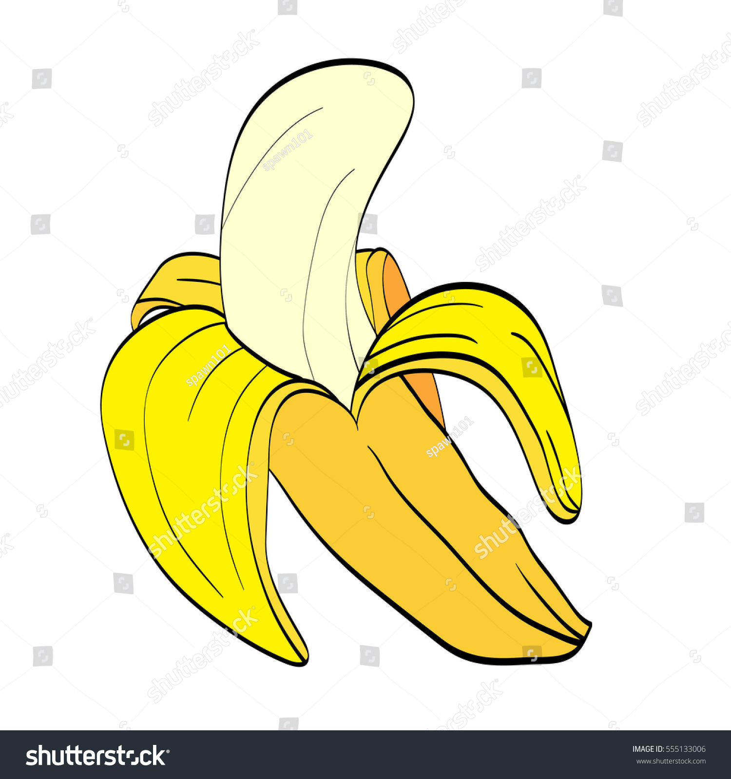 Illustration Isolated Cartoon Peeled Banana Vector Stock Vector ...