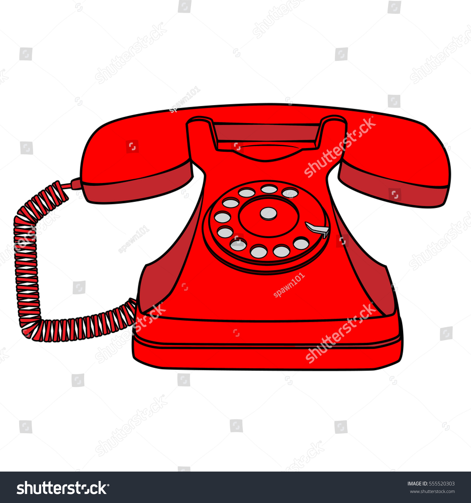 Illustration Isolated Cartoon Retro Rotary Telephone Stock Vector Royalty Free 555520303