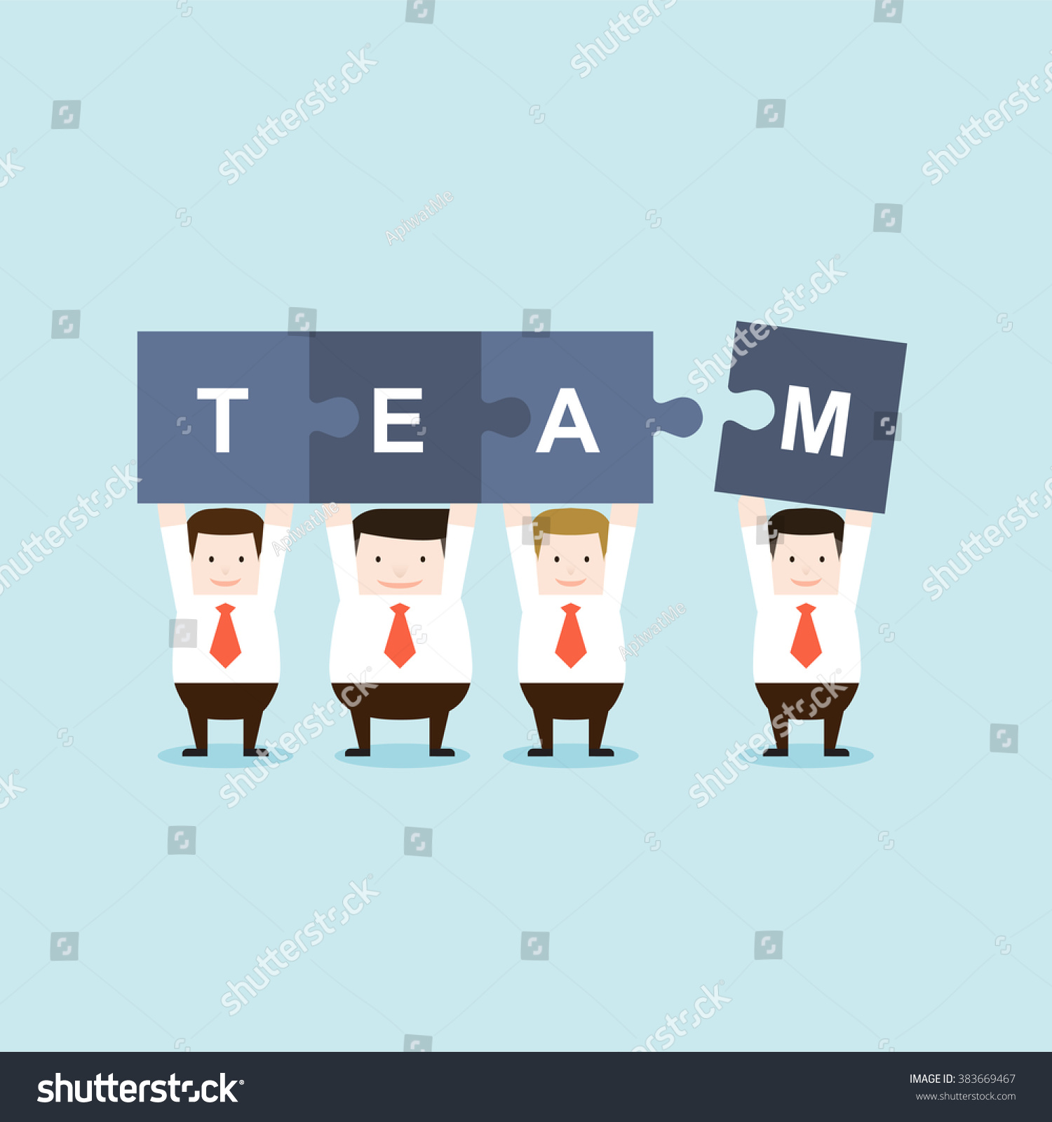 Illustration Jigsaw Businessman Team Vector Illustration Stock Vector ...