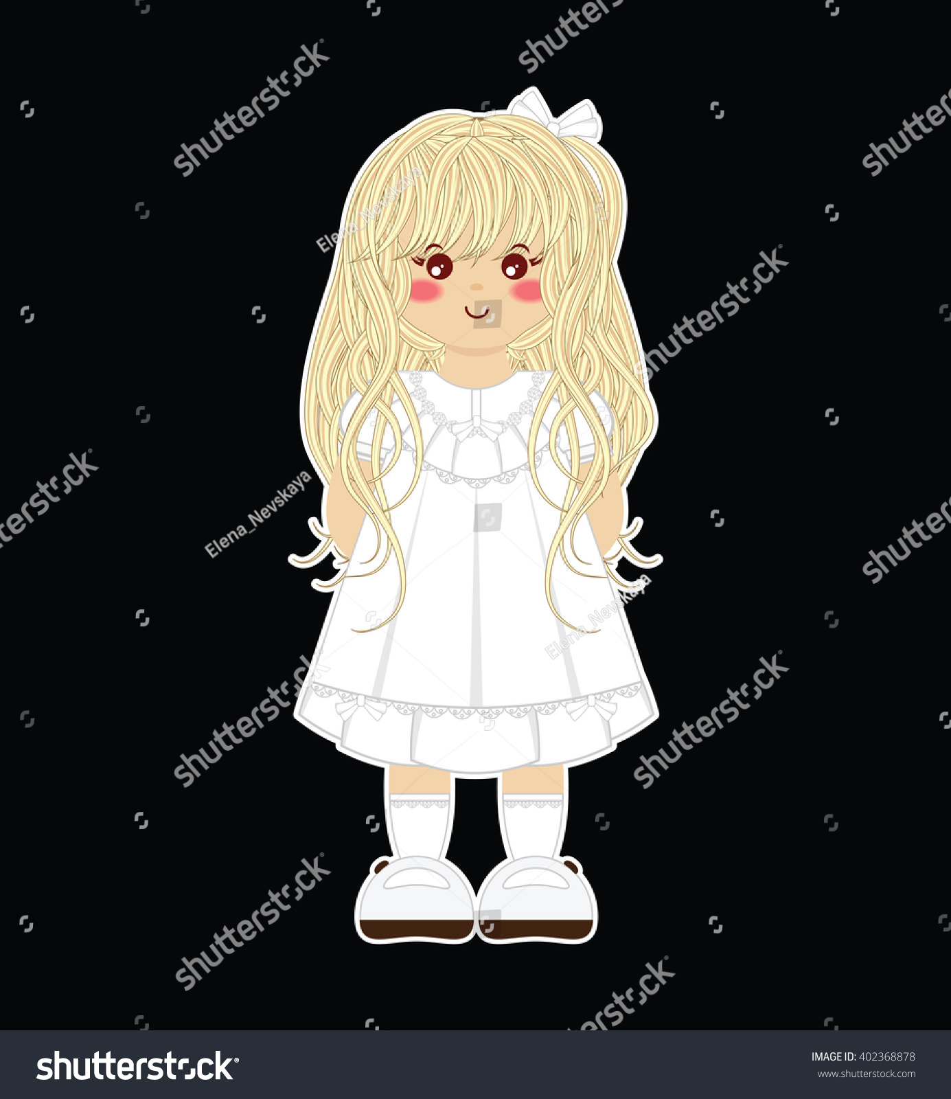 Illustration Kawaii Little Girl Long Blonde Stock Vector Royalty