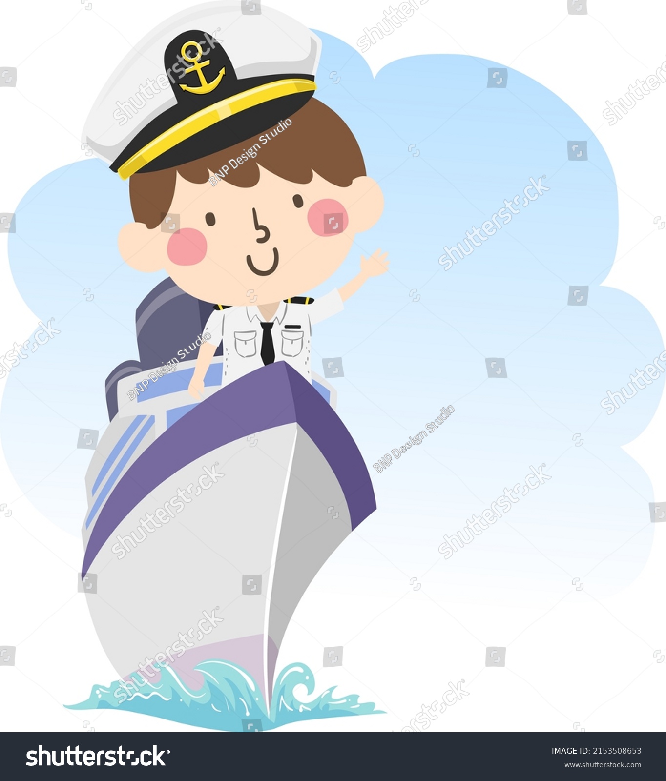 Illustration Kid Boy Wearing Captain Uniform Stock Vector (Royalty Free ...