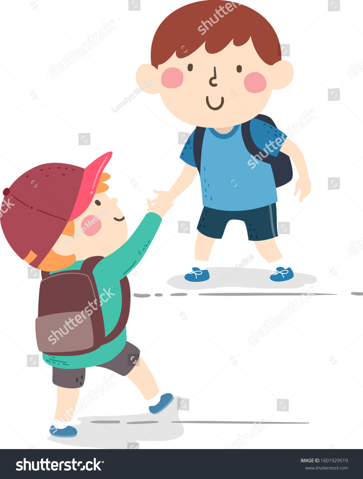 Illustration Kids Boys Helping Each Other Stock Vector Royalty Free