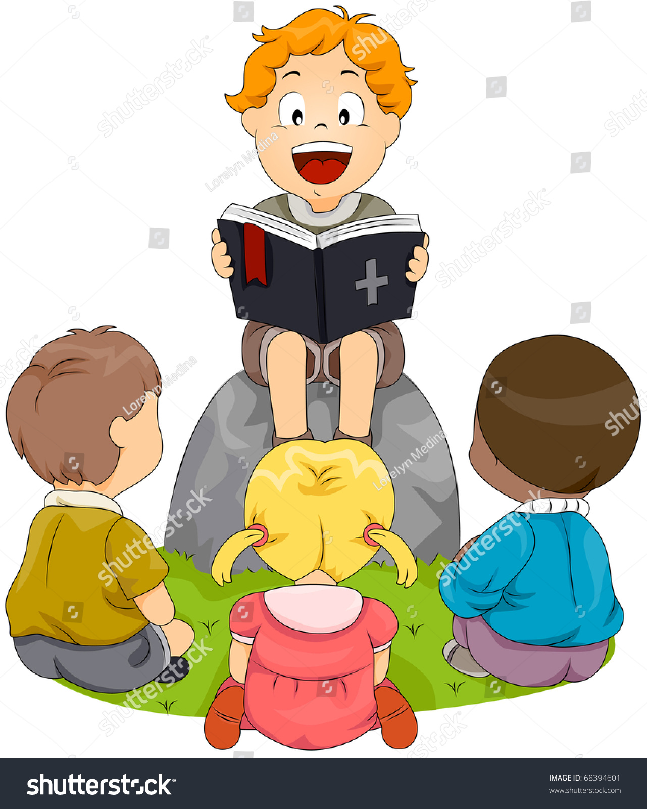 Illustration Kids Having Bible Study Stock Vector 68394601 - Shutterstock