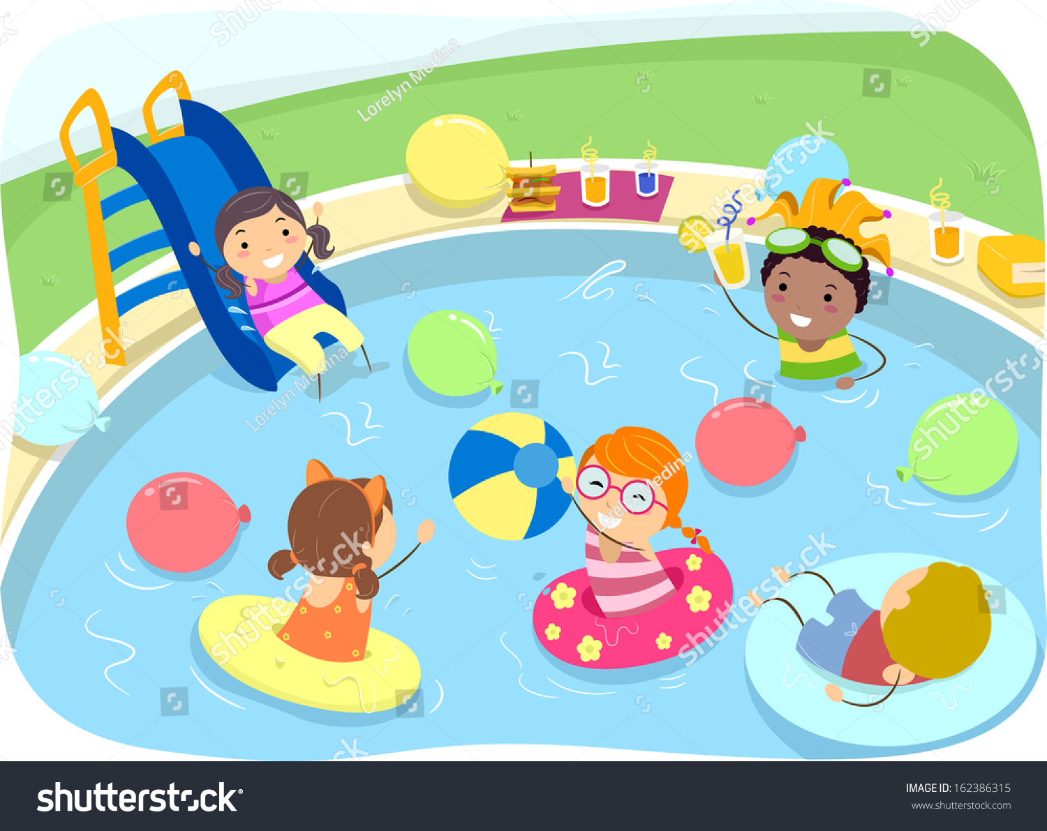 Illustration Kids Having Pool Party vetor stock (livre de direitos