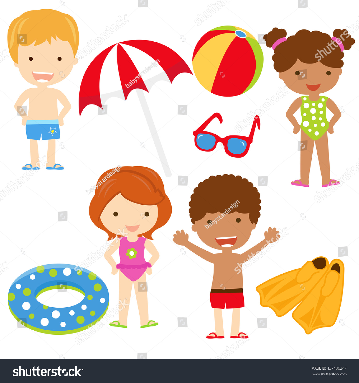 Illustration Kids Having Pool Party Stock Vector (Royalty Free ...