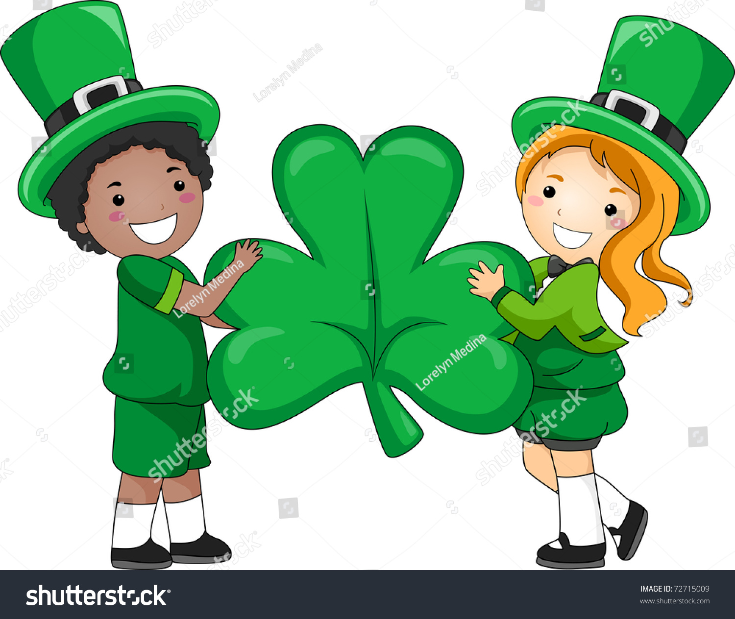 Illustration Kids Holding Giant Clover Stock Vector (royalty Free) 72715009