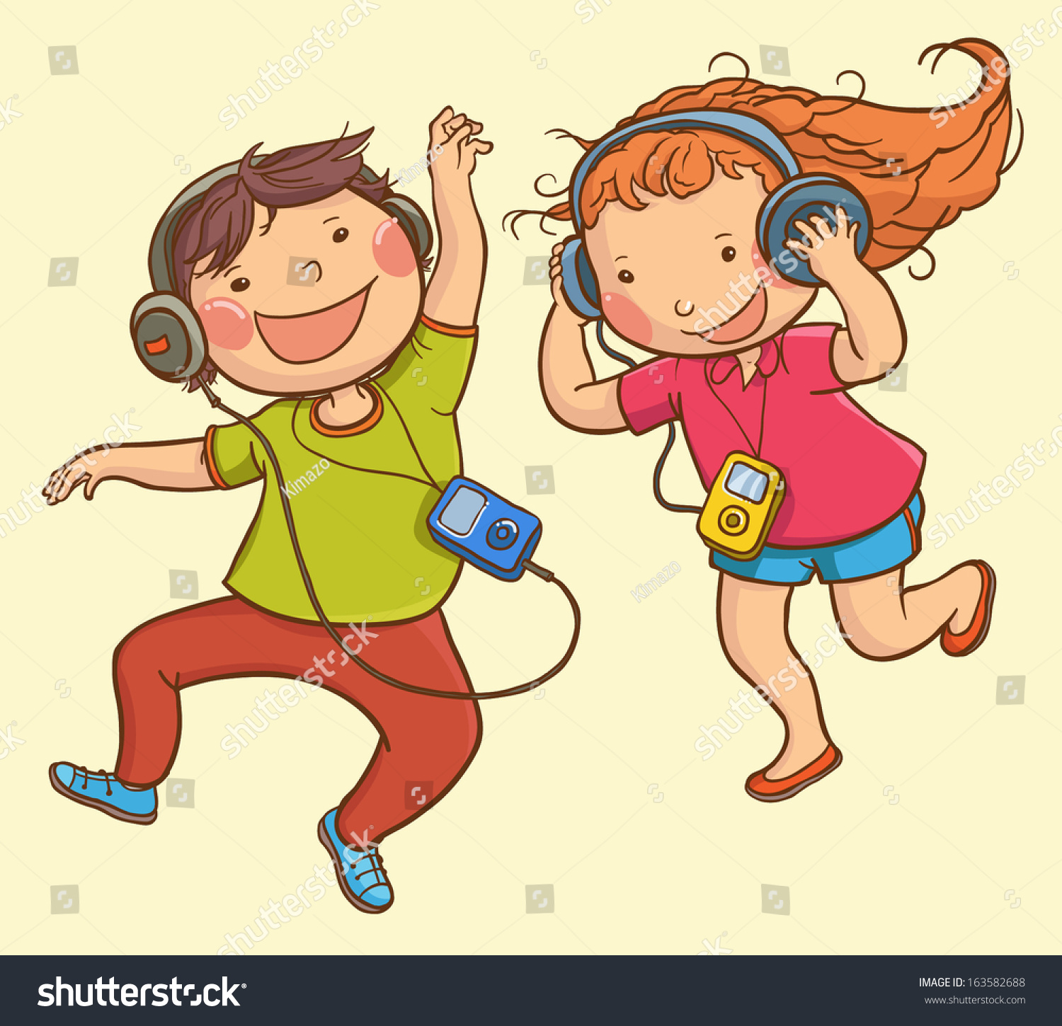 Illustration Kids Listening Music Ipod Children Stock Vector 163582688 ...