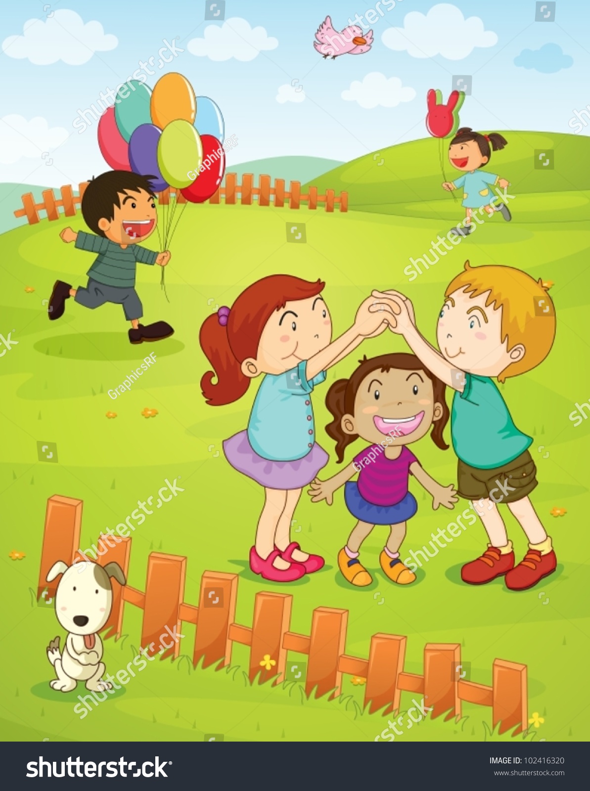 Illustration Kids Playing Park Stock Vector 102416320 - Shutterstock