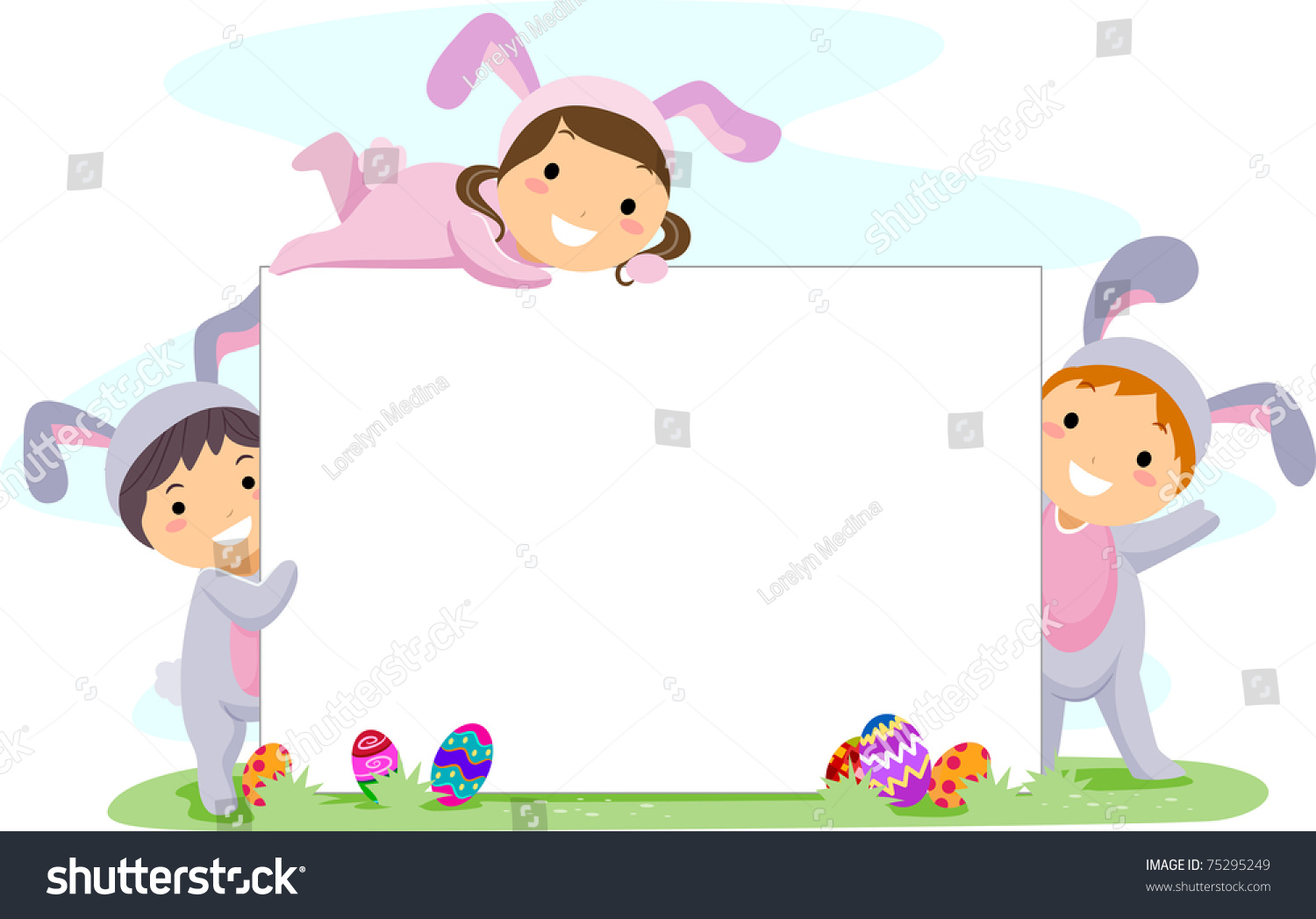 Illustration Kids Playing Blank Banner Stock Vector (Royalty Free ...