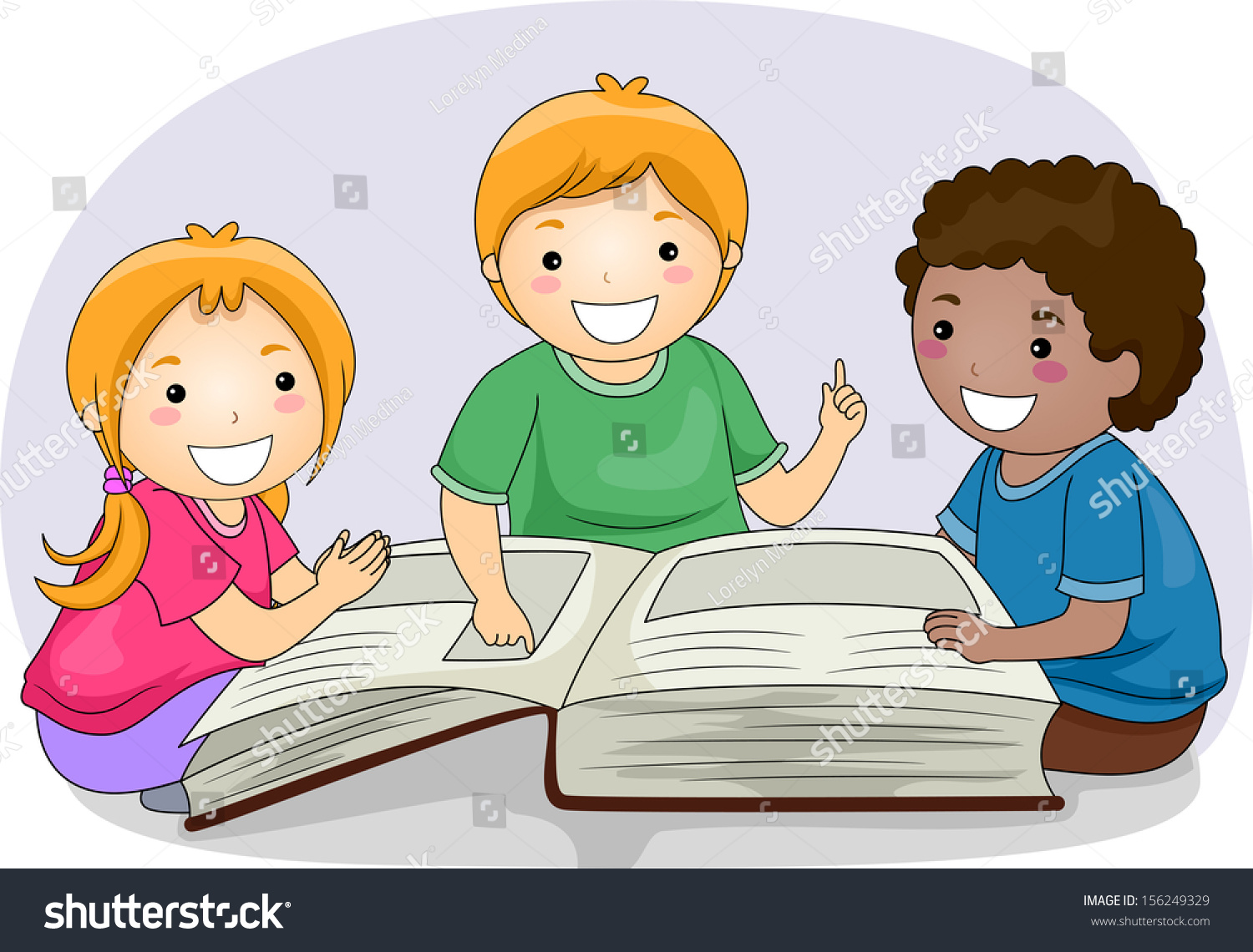 Illustration Kids Reading Passages Large Book Stock Vector 156249329 ...