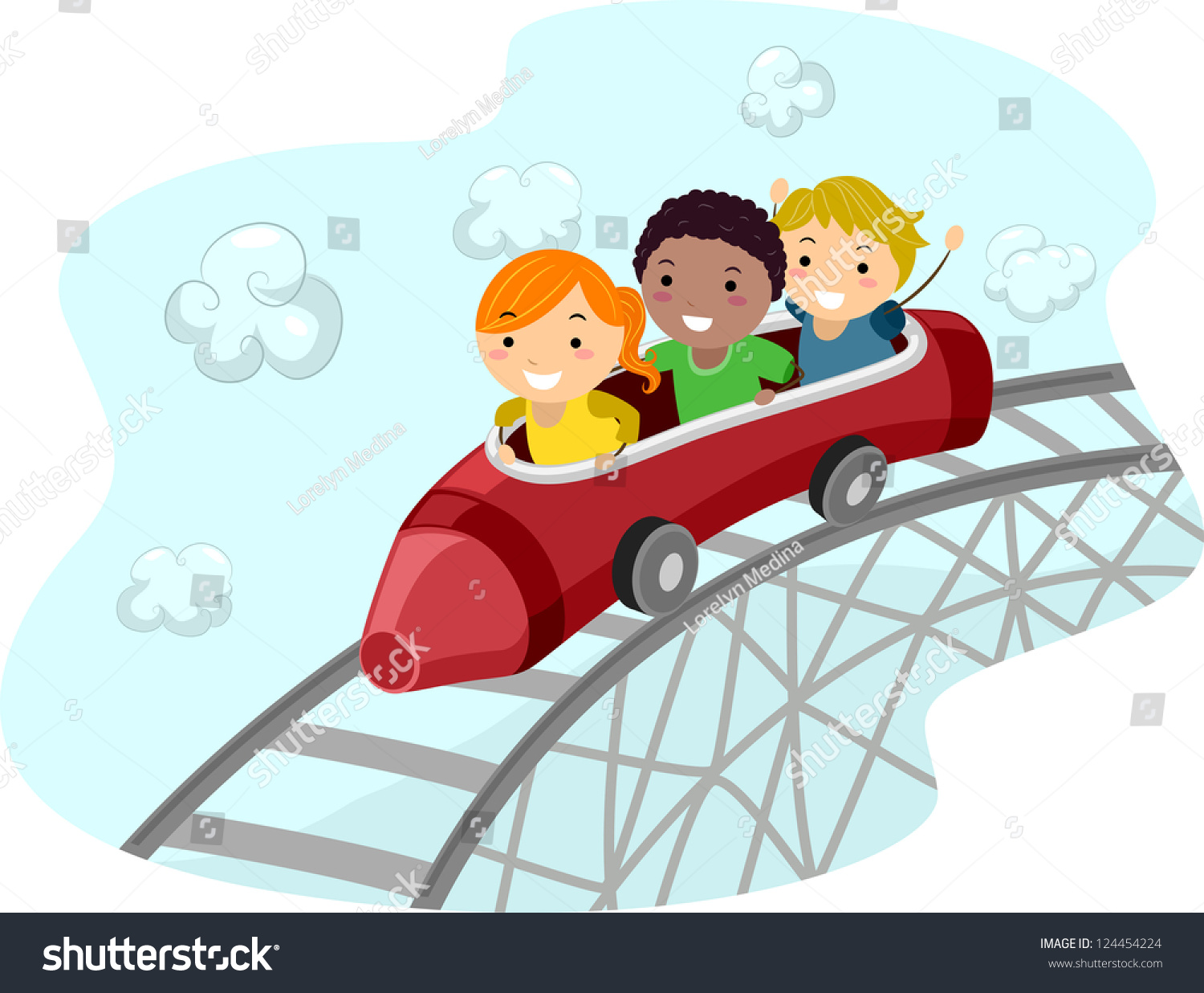 Illustration Kids Riding Crayon Shaped Roller Stock Vector 124454224 ...