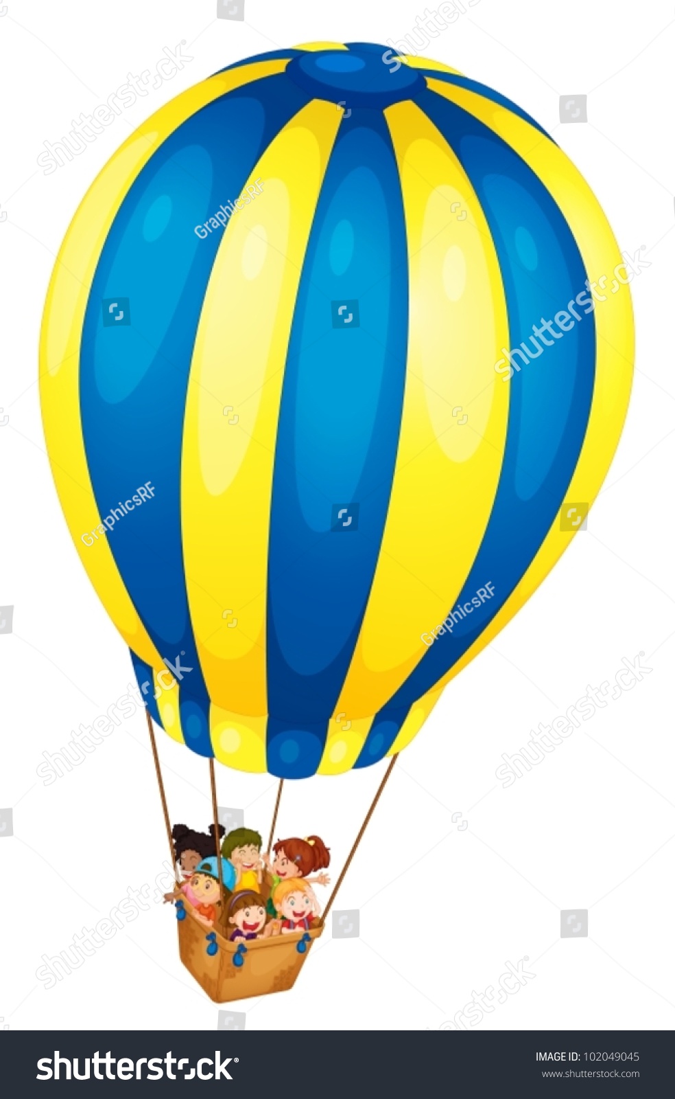 Illustration Kids Riding Balloon Stock Vector (Royalty Free) 102049045