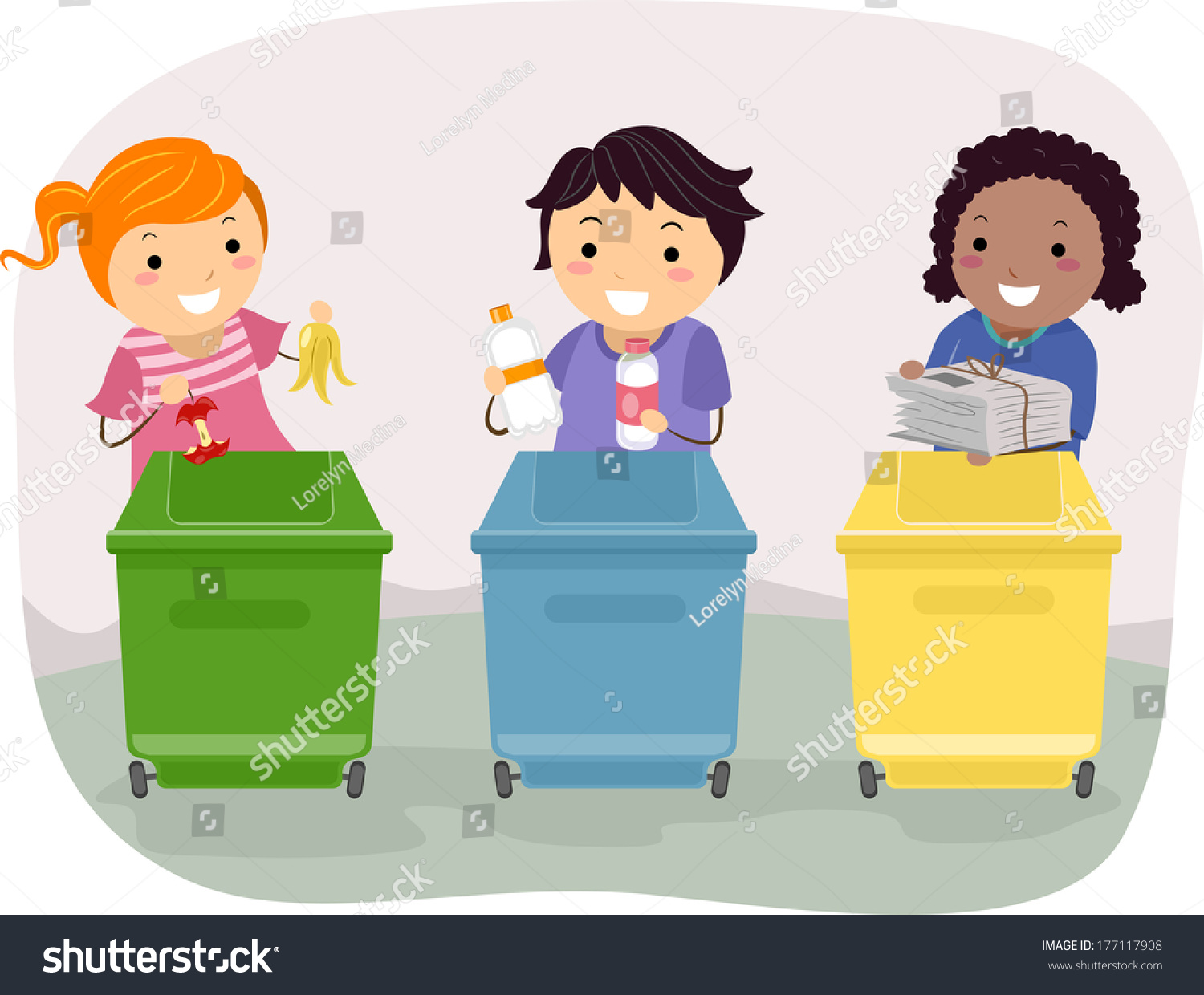 Illustration Kids Segregating Trash Stock Vector 177117908 - Shutterstock