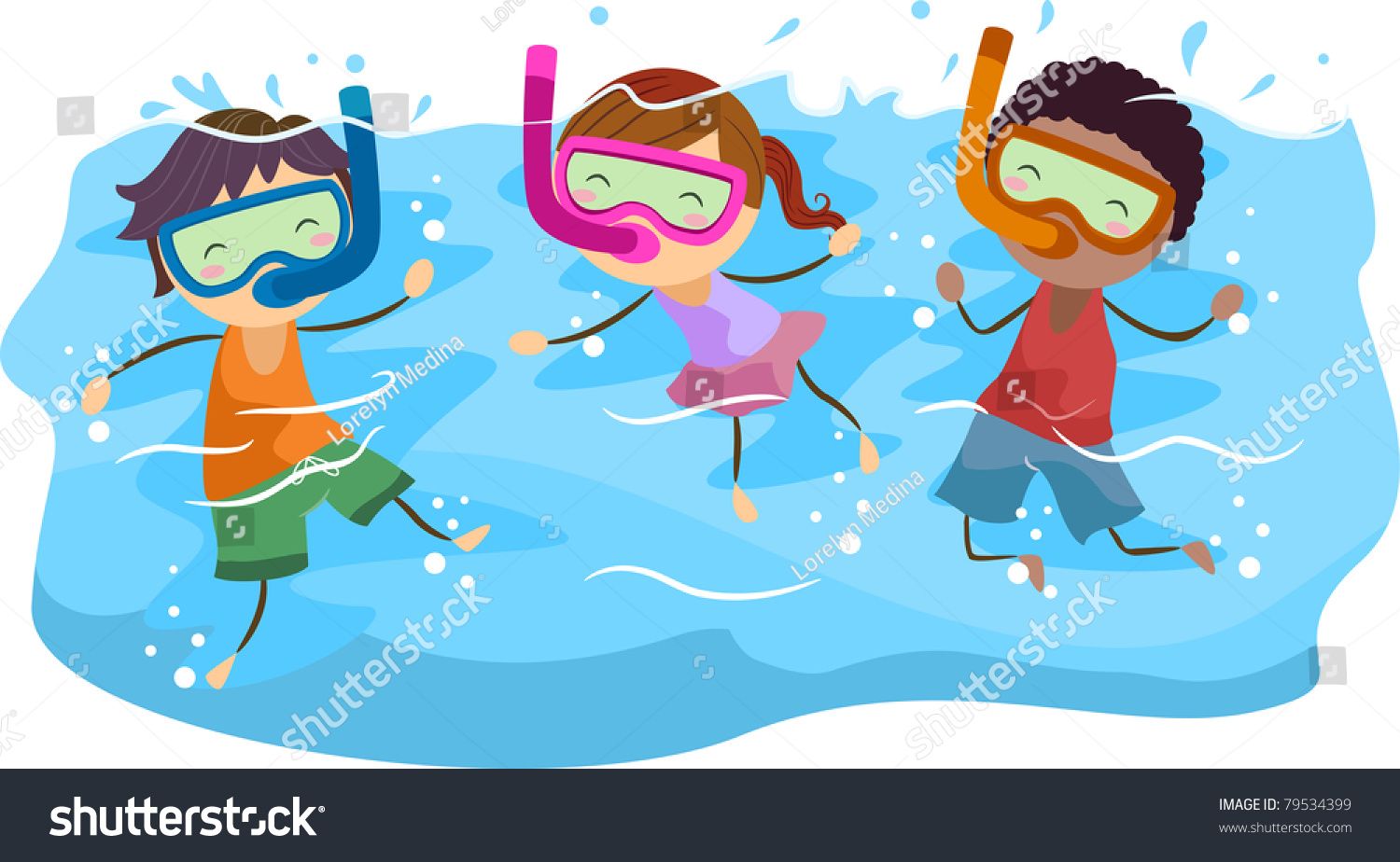 Illustration Of Kids Snorkeling - 79534399 : Shutterstock