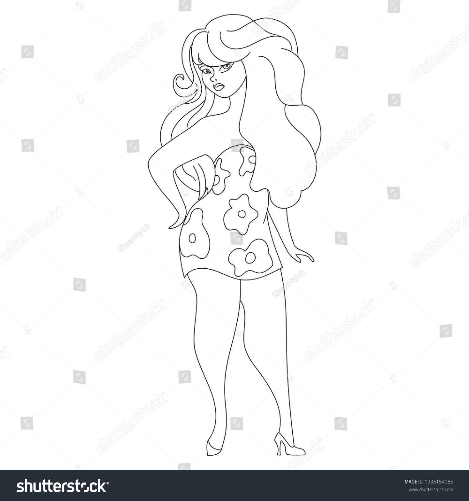 Vektor Stok Illustration Line Drawing Vector Woman Body Tanpa Royalti 1935154085 Shutterstock 7997