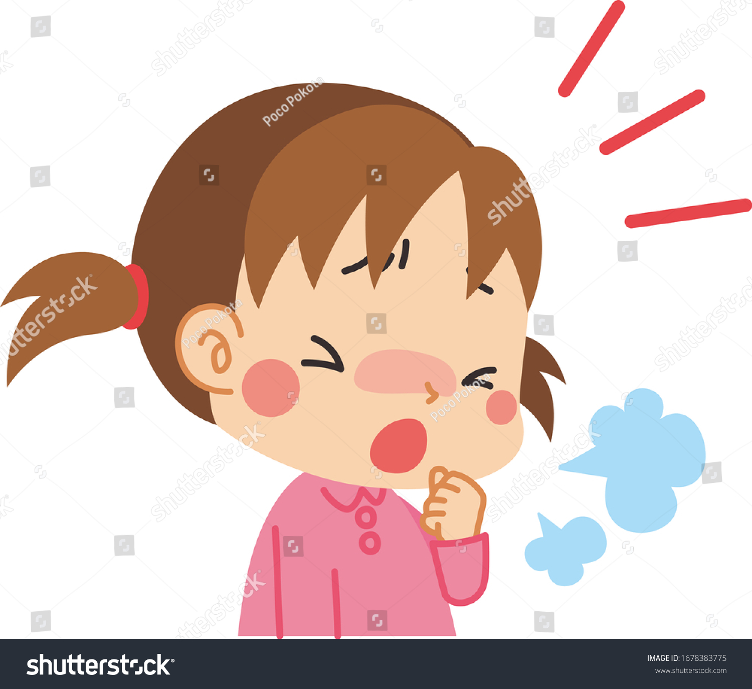 Illustration Little Girl Coughing Stock Vector (Royalty Free) 1678383775