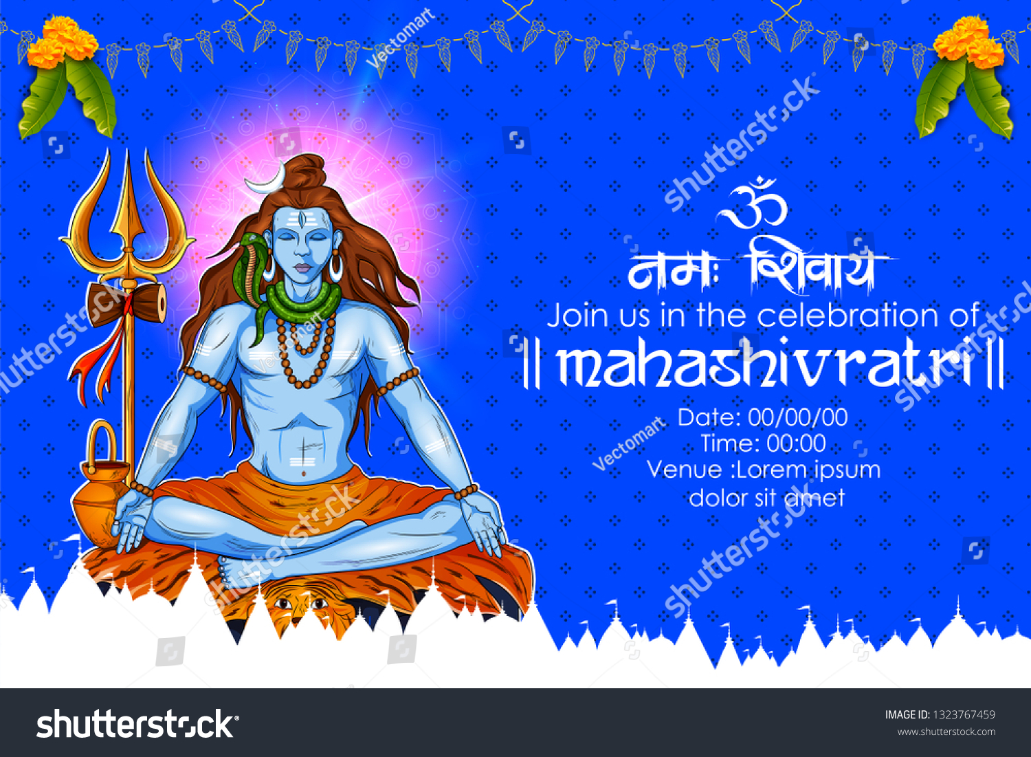 Illustration Lord Shiva Indian God Hindu Stock Vector Royalty Free 1323767459