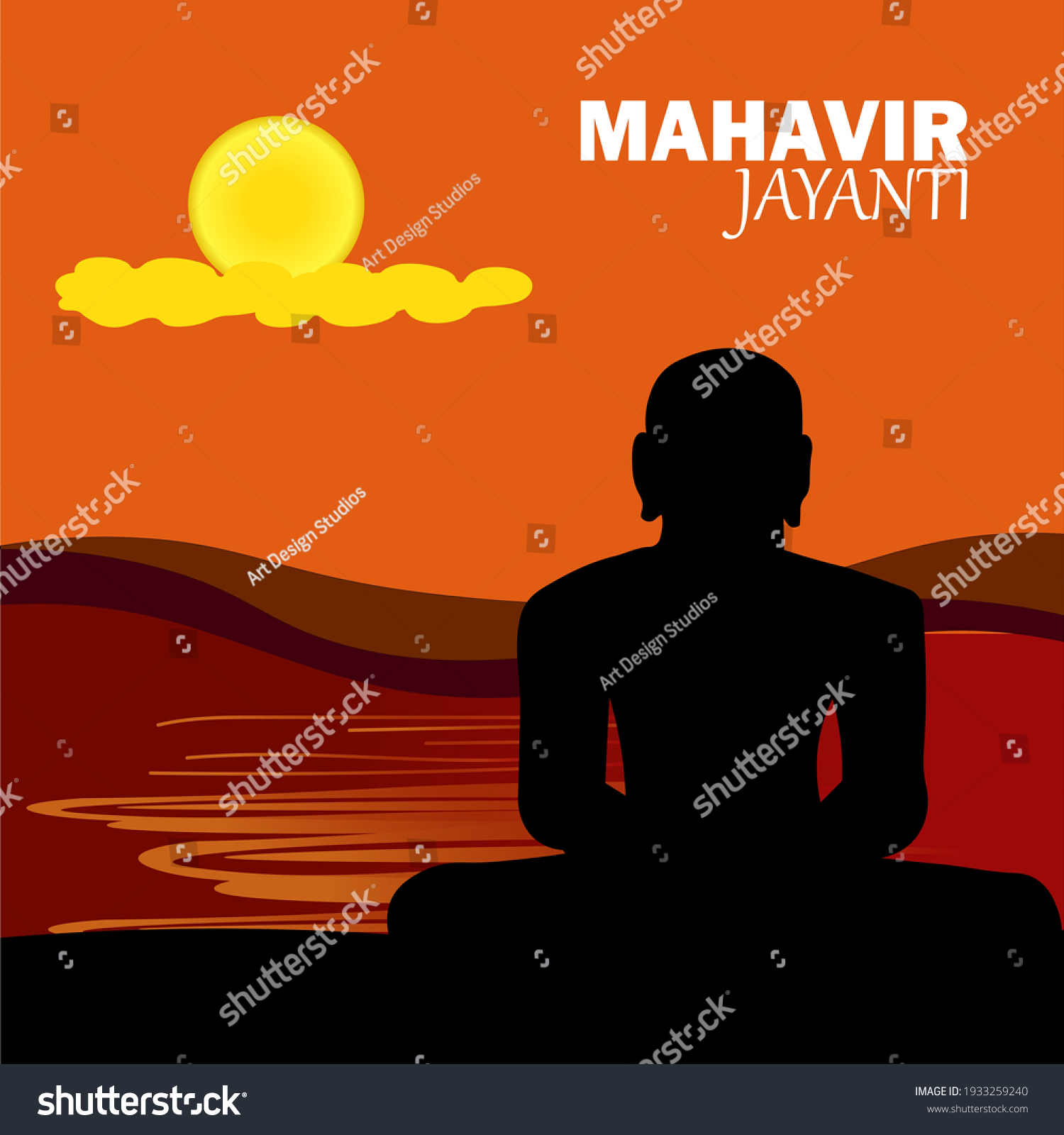 Illustration Mahavir Jayanti Celebration Background Stock Vector