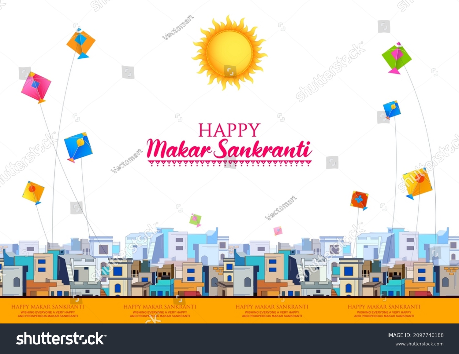 SVG of illustration of Makar Sankranti wallpaper with colorful kite for festival of India
 svg