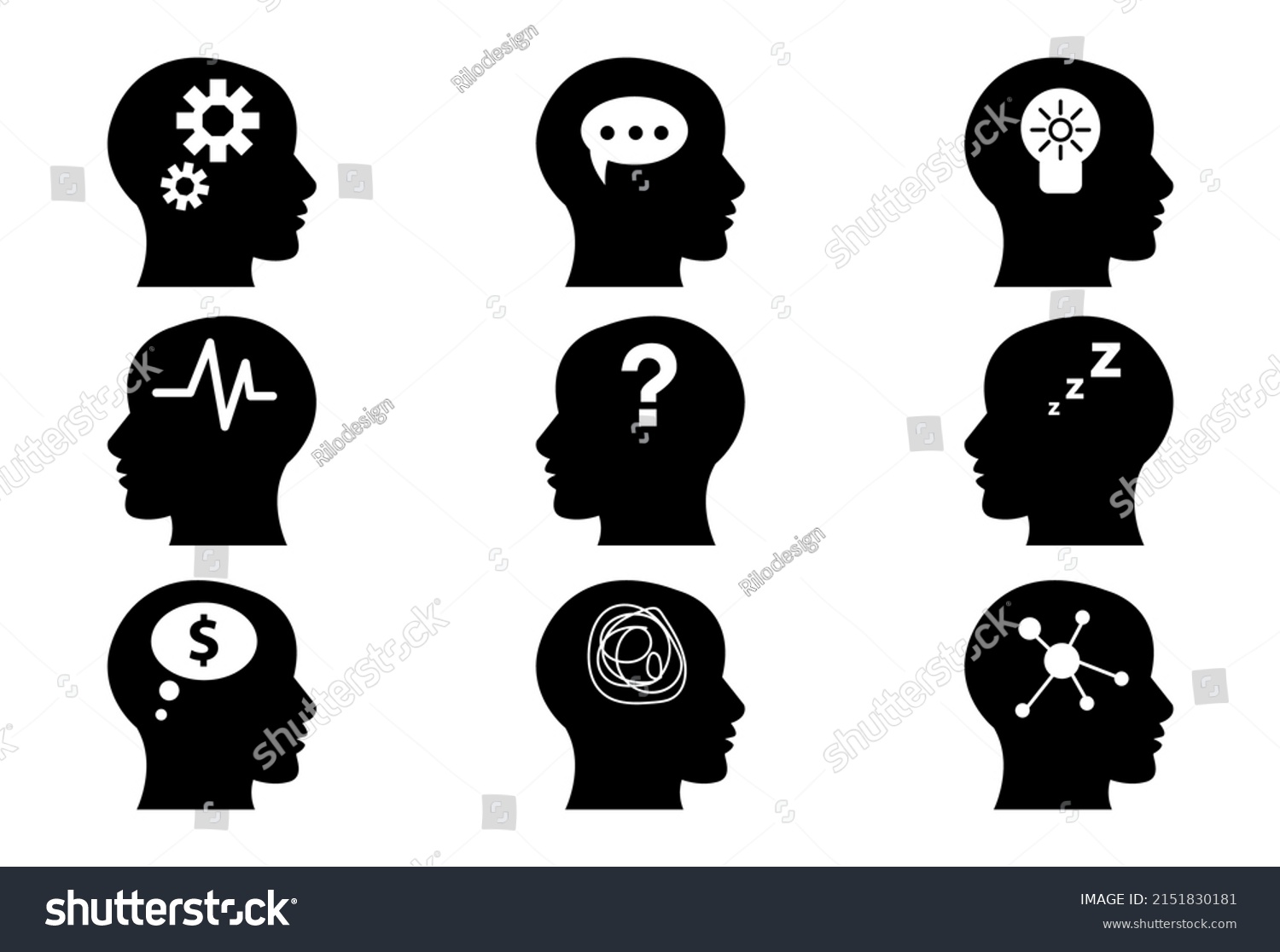 Illustration Man Head Mind Thinking Vector Stock Vector (Royalty Free ...