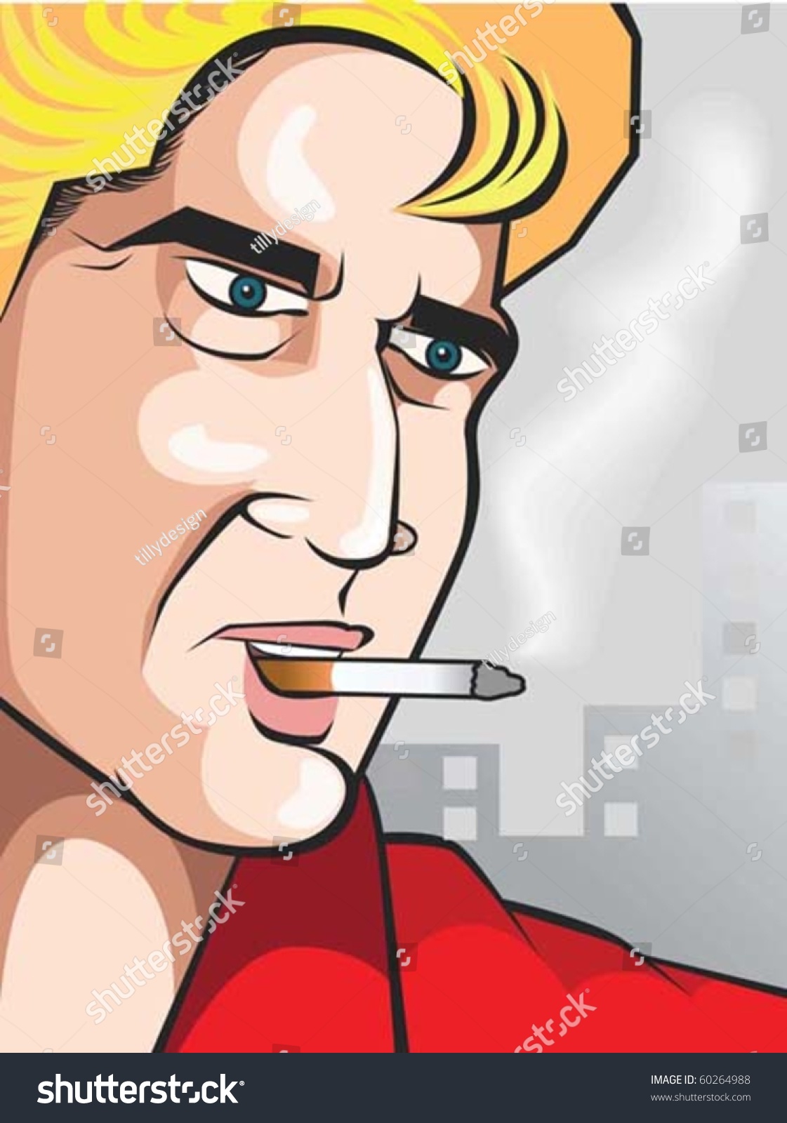 Illustration Man Smoking Cigarette เวกเตอร์สต็อก ปลอดค่าลิขสิทธิ์ 60264988 Shutterstock 1725