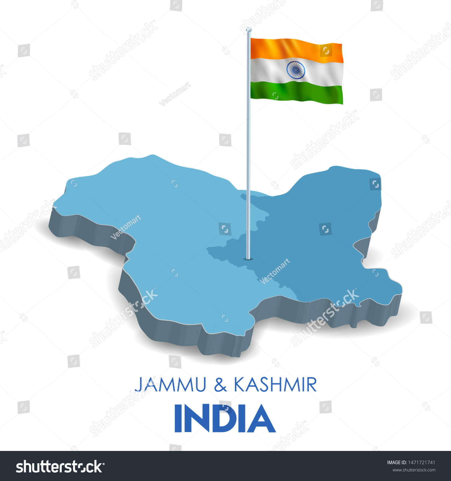 Illustration Map Union Territory Jammu Kashmir Stok Vektör (Telifsiz ...