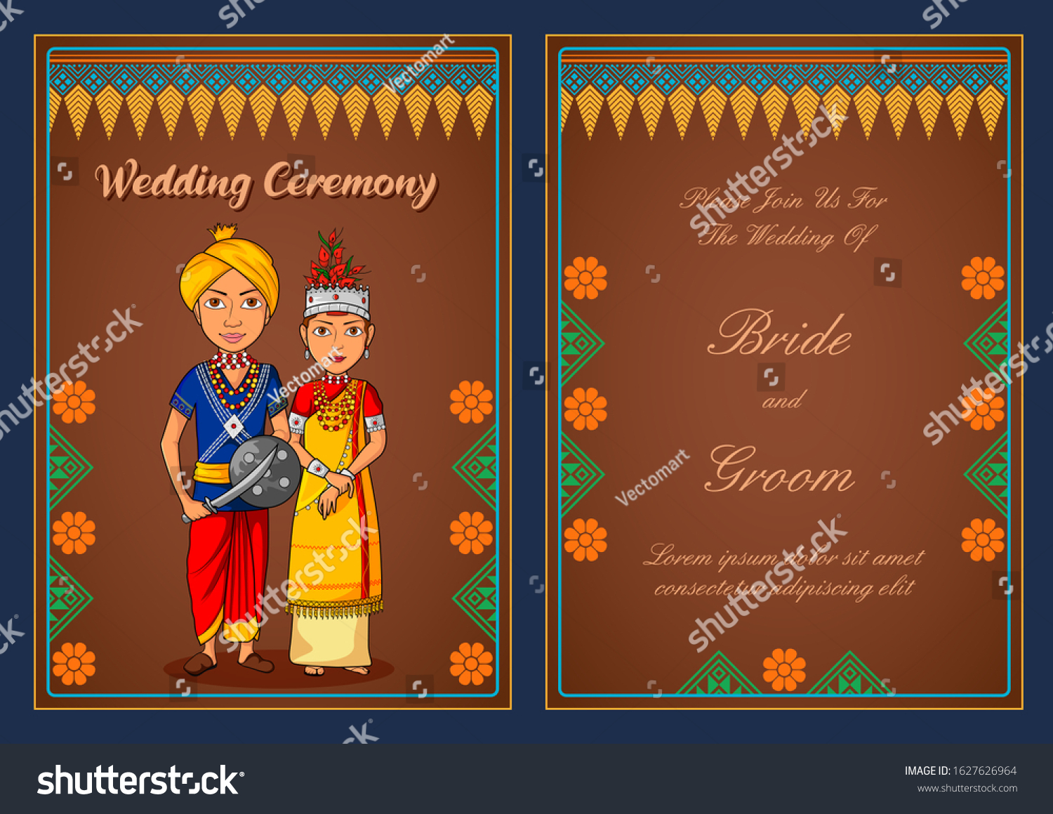 Illustration Mizoram Couple On Indian Wedding Stock Vector (Royalty ...