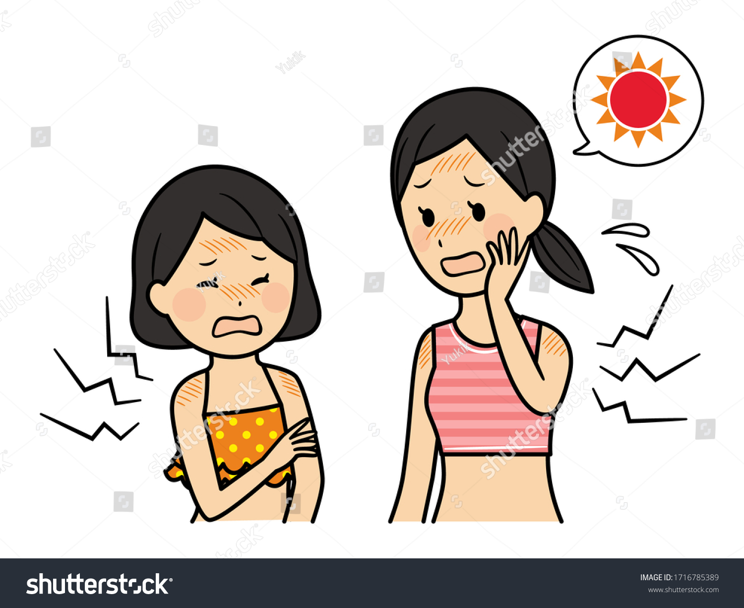 Illustration Mother Daughter Getting Suntan Stock Vector (Royalty Free ...