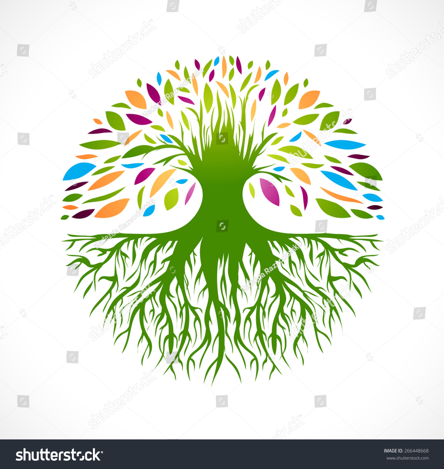 Illustration Of Multicolored Round Abstract Vitality Tree Logo Design ...