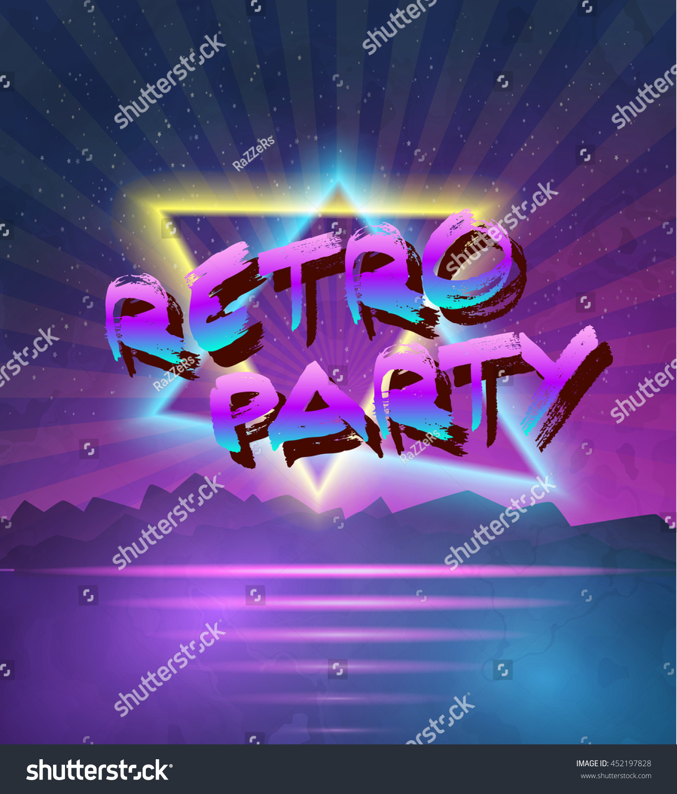 Illustration Of 1980 Neon Poster Retro Disco 80s Background Made In ...