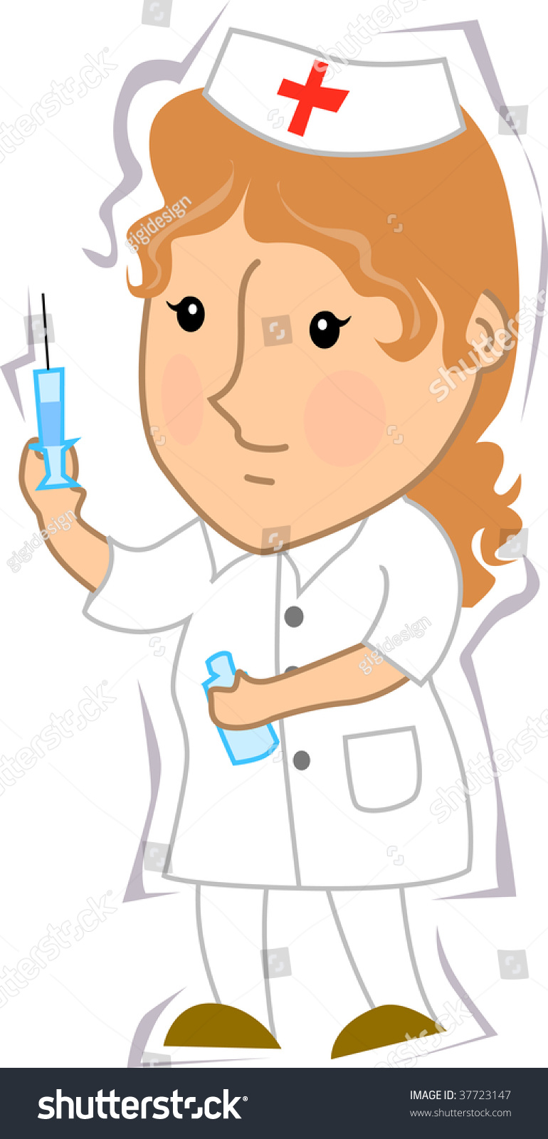 Illustration Of Nurse Holding Syringe. - 37723147 : Shutterstock