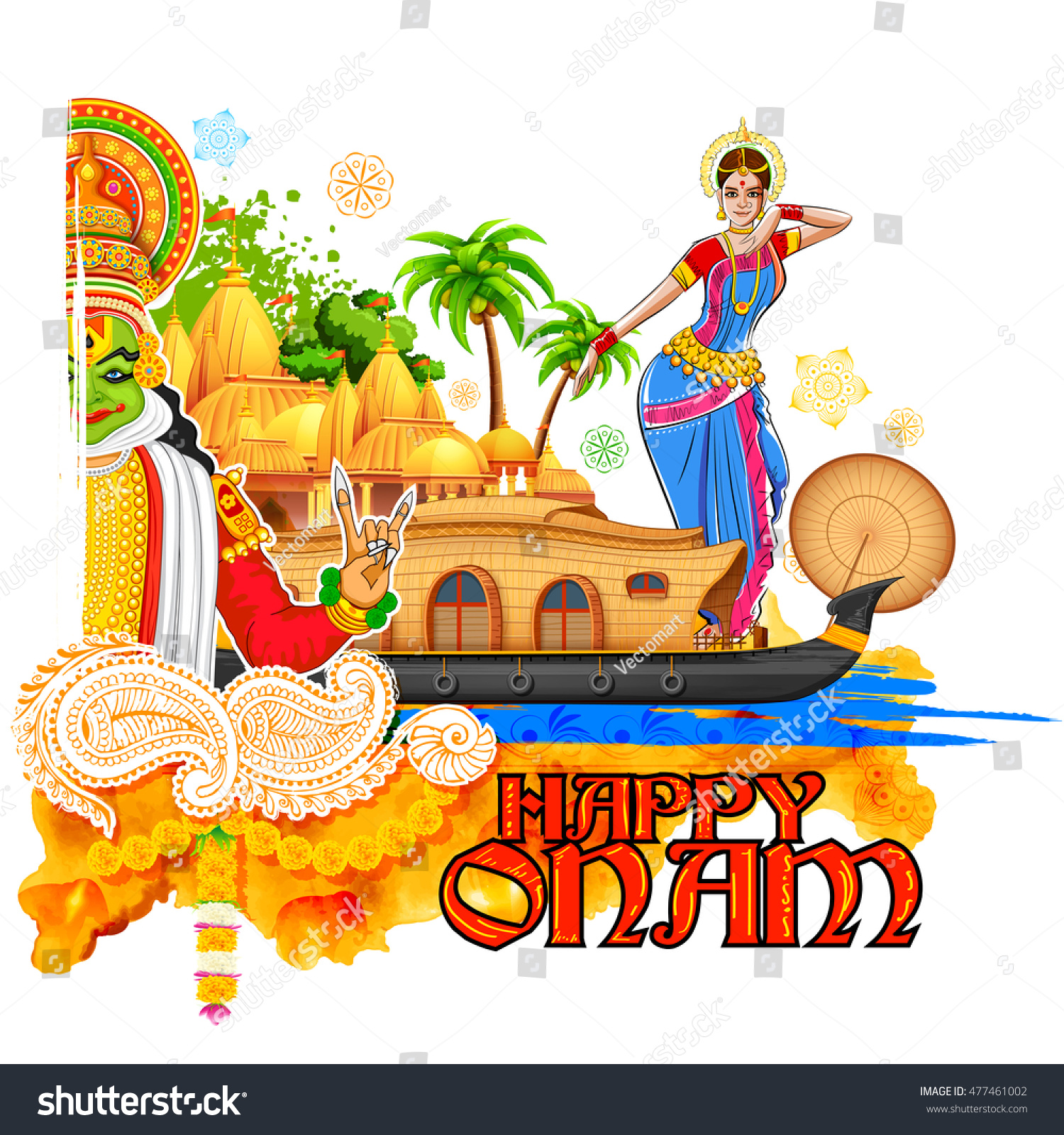 Illustration Onam Background Showing Culture Kerala Stock Vector