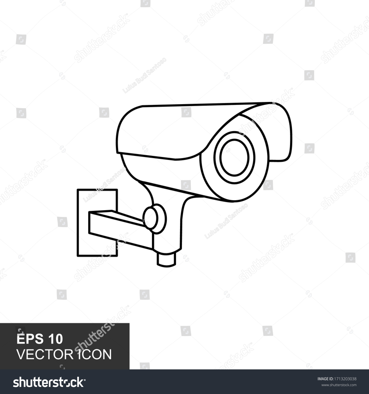 Illustration Outline Icon Isolated Cctv Camera Stock Vector (Royalty ...