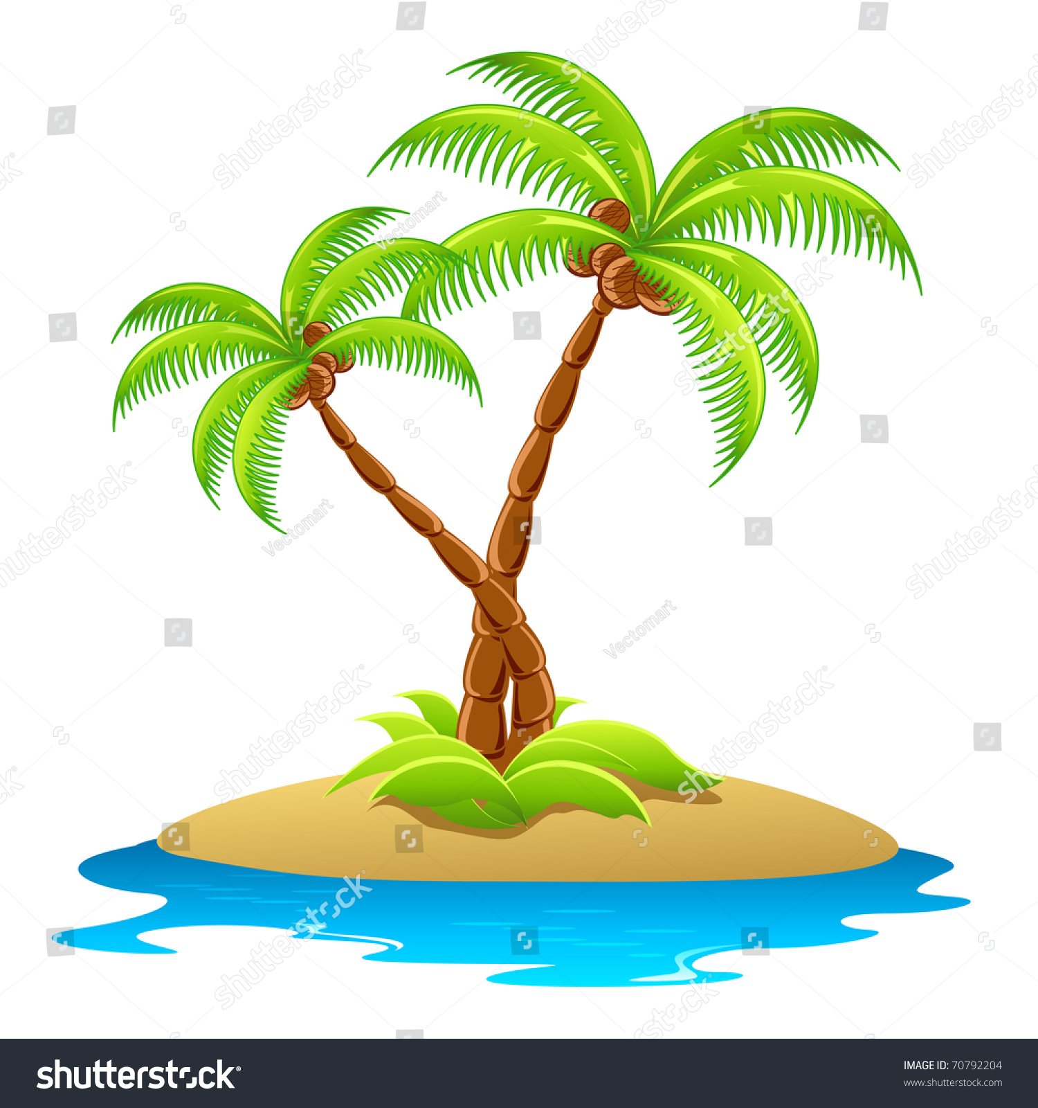 Illustration Palm Tree Island On Isolated Stock Vector 70792204