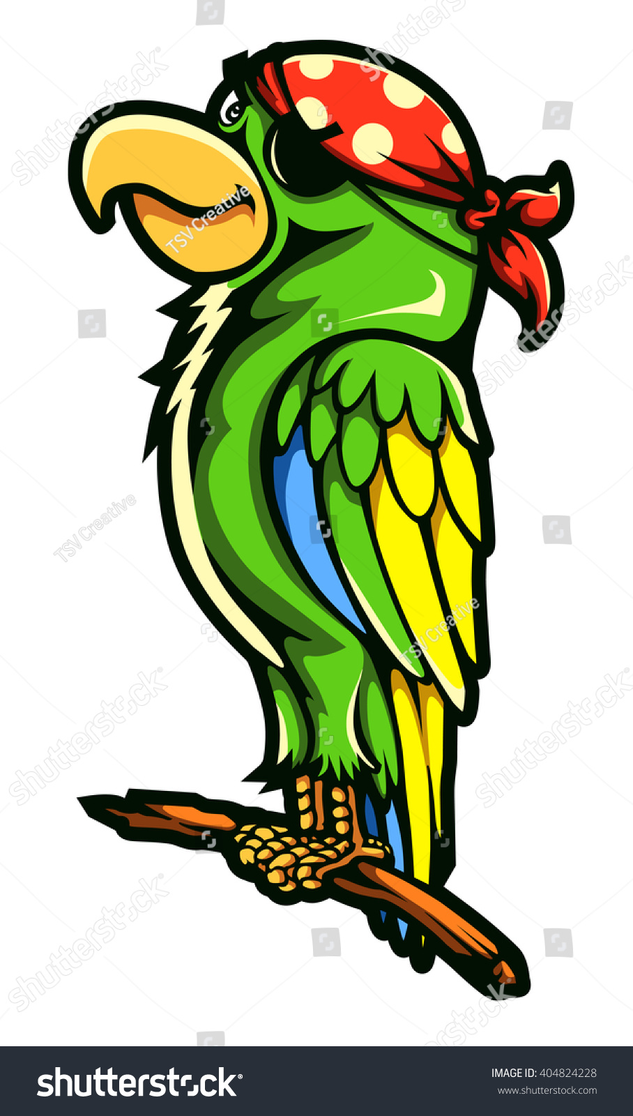 Illustration Parrot Eye Patch Pirate Style Stock Vector (Royalty Free ...