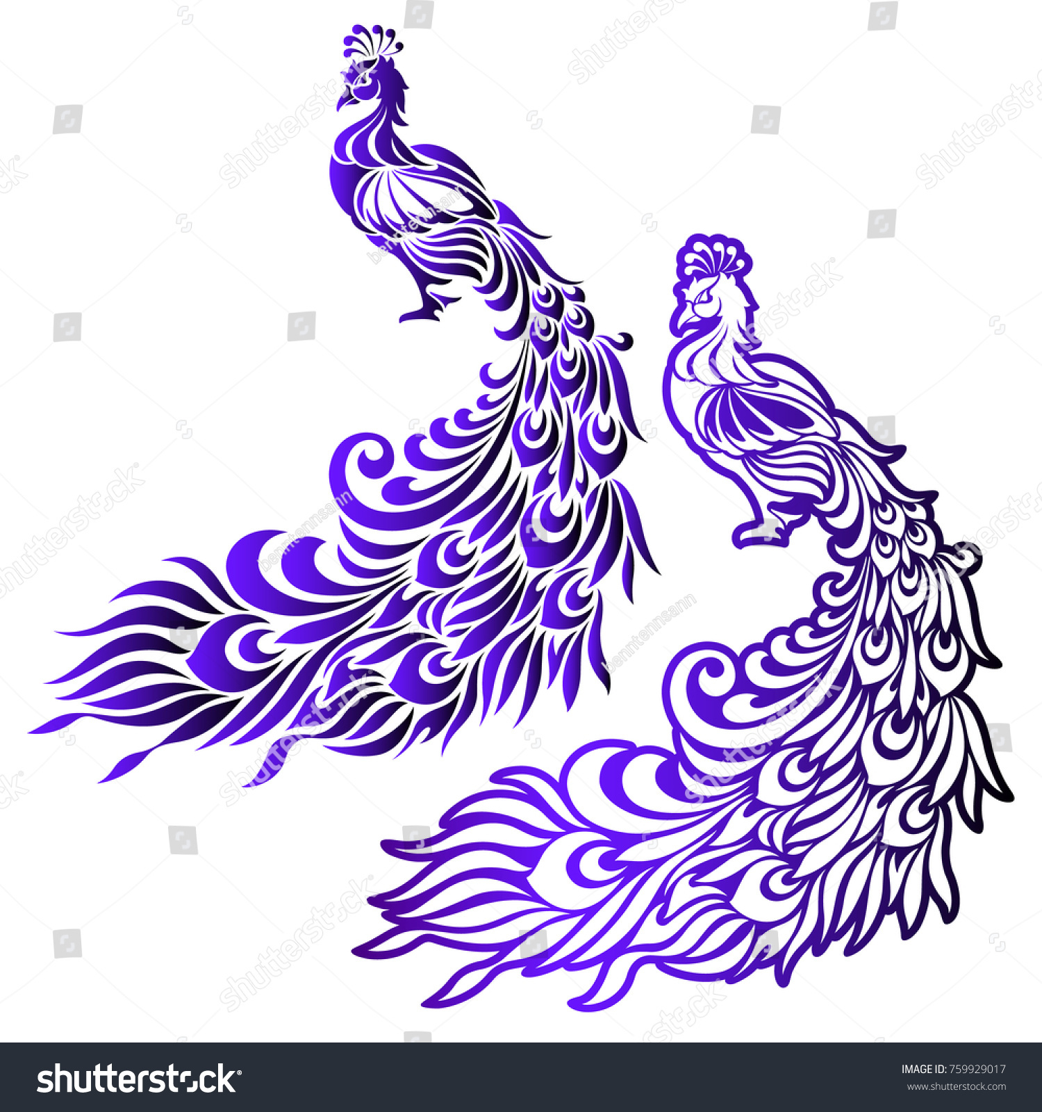 Illustration Peacock Stock Vector Royalty Free 759929017