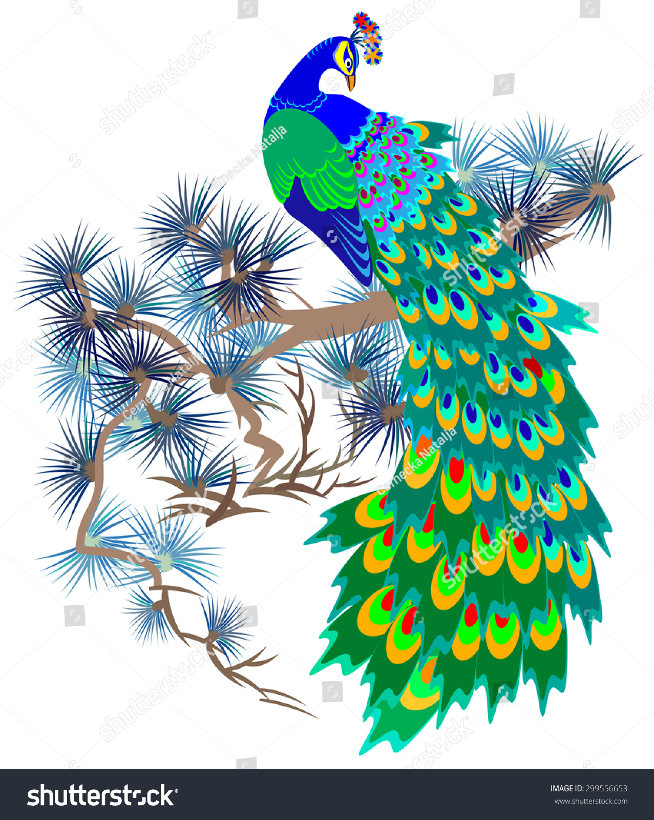 Illustration Peacock Vector Cartoon Image Stock Vector 299556653 Shutterstock